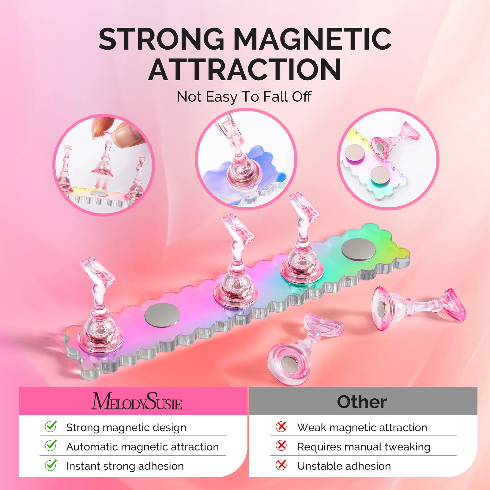 2 Sets Acrylic Magnetic Nail Stand for Press-On Nails and Nail Art