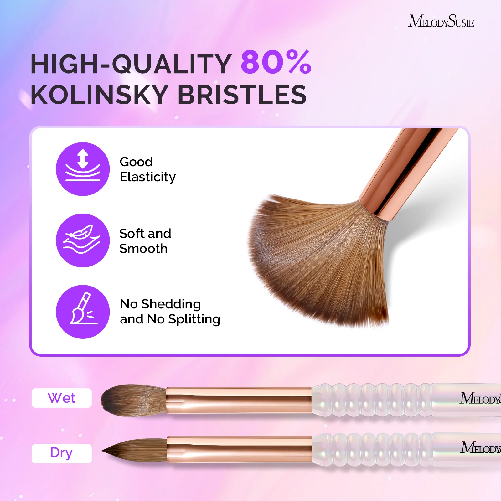 80% Kolinsky Acrylic Nail Brush for Extension and 3D Sculpting