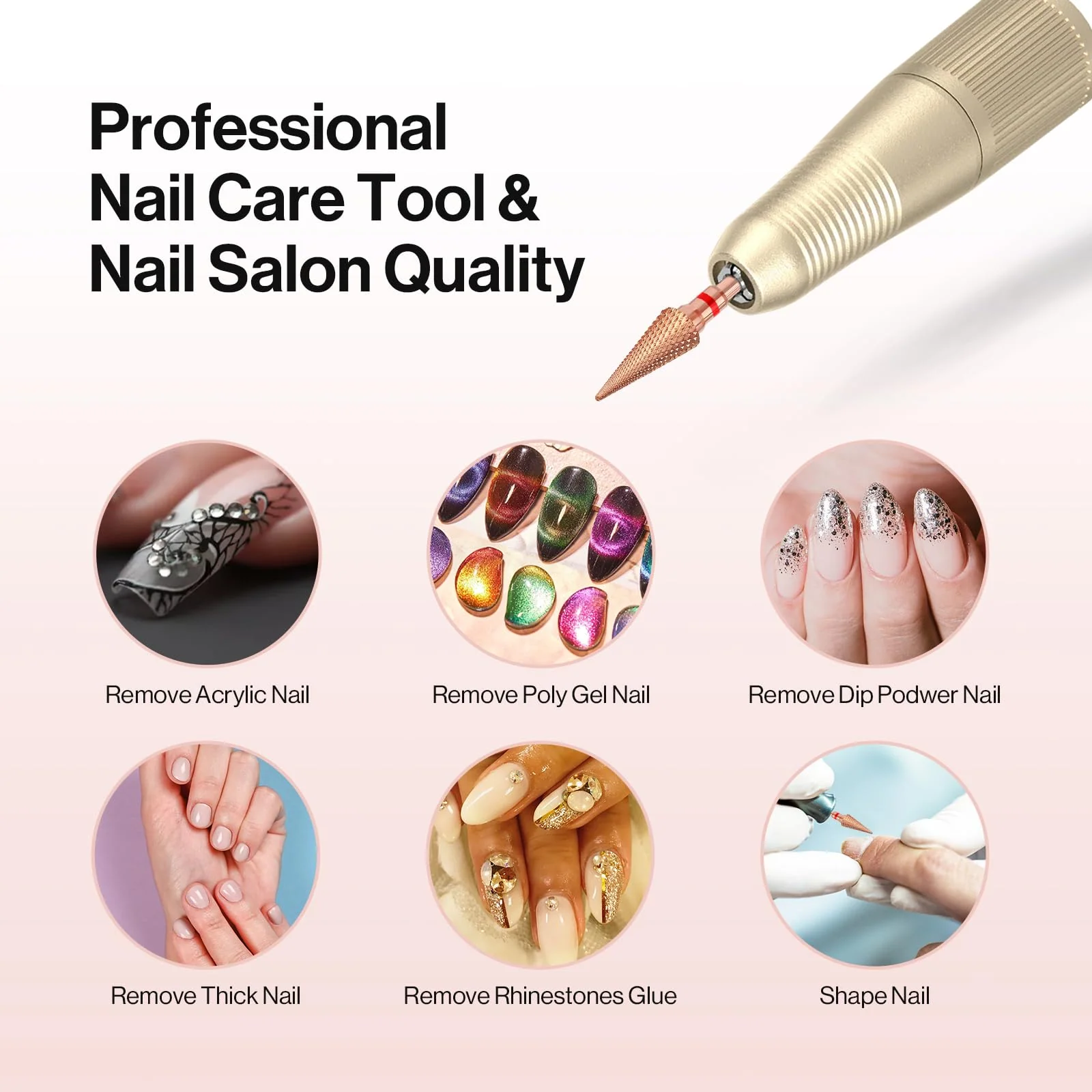 Tapered Nib Carbide Tungsten Nail Drill Bit for Gel and Acrylic