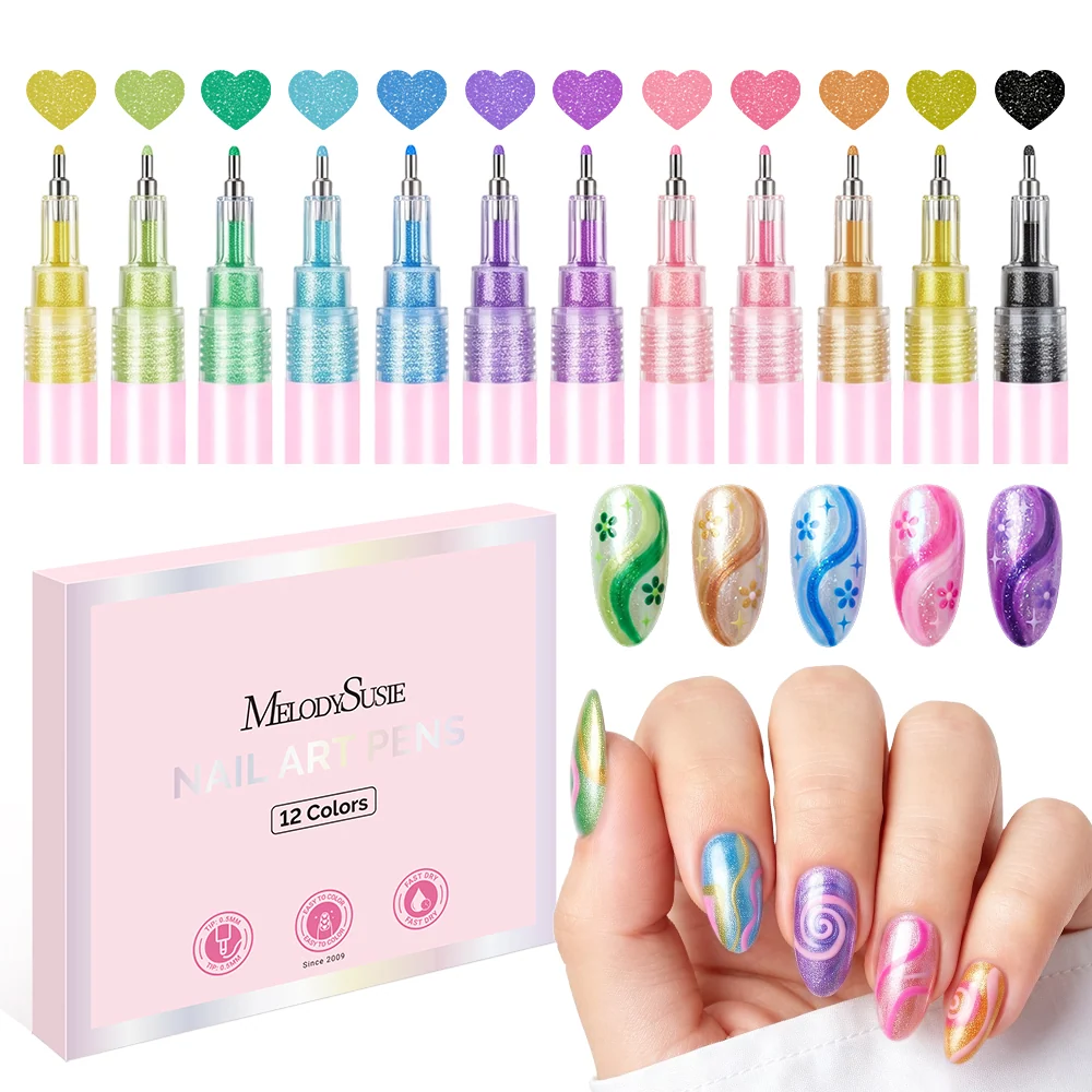 Nail Art Pens Set in 12 Colors with 0.7mm Tips