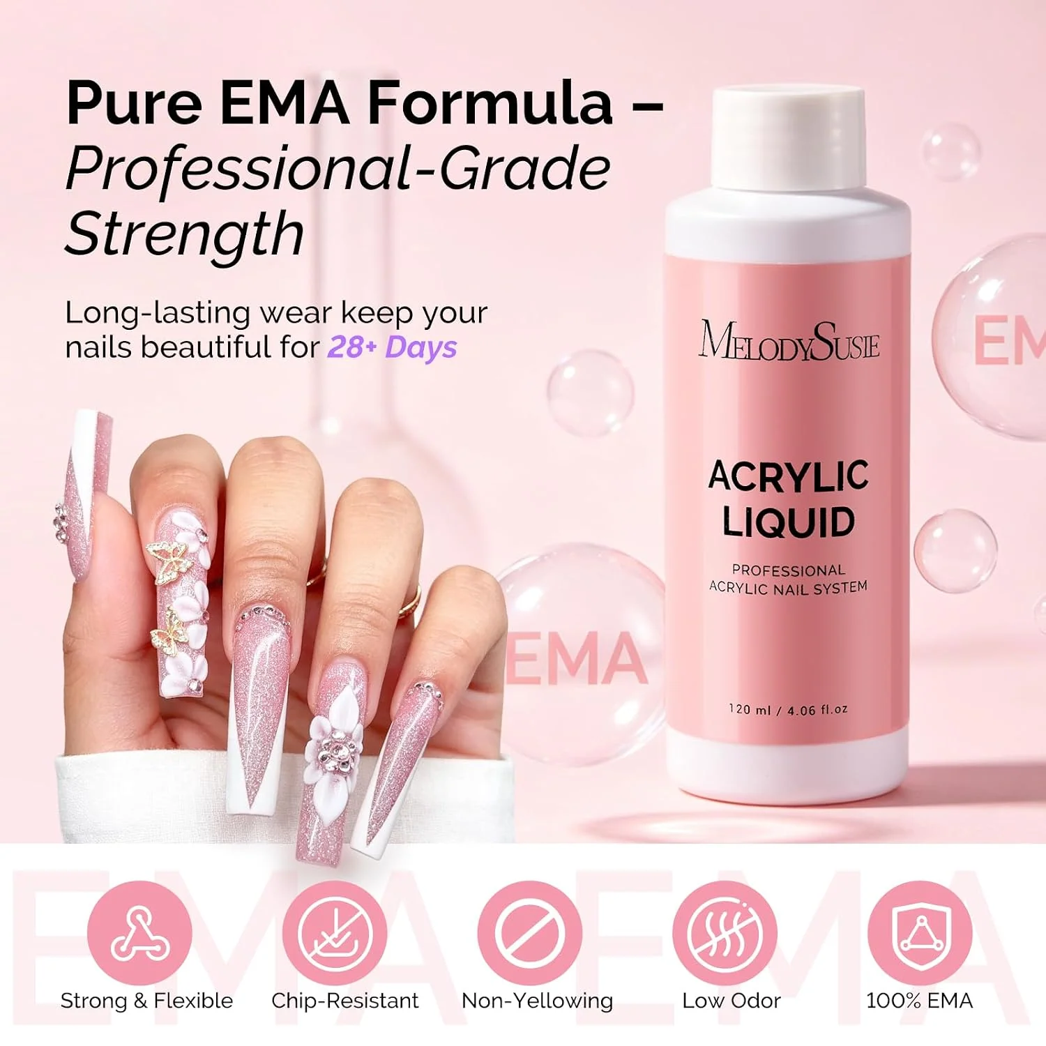 EMA 单体亚克力美甲液 4 fl oz（含 #12 美甲刷）