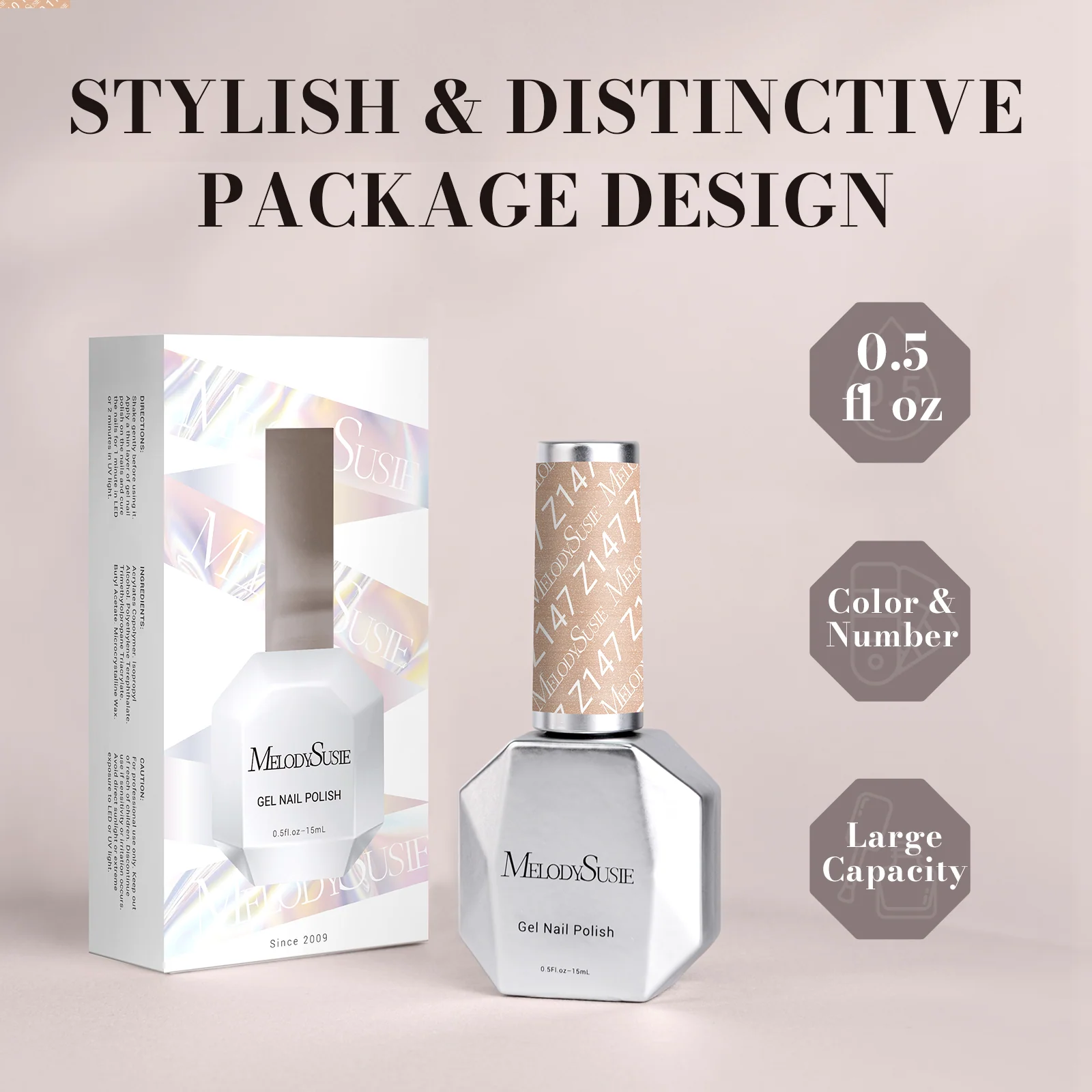 Z147 Sunrise Nude Gold - TPO-Free Faster UV Curing Gel Nail Polish 0.5 fl oz/15ml