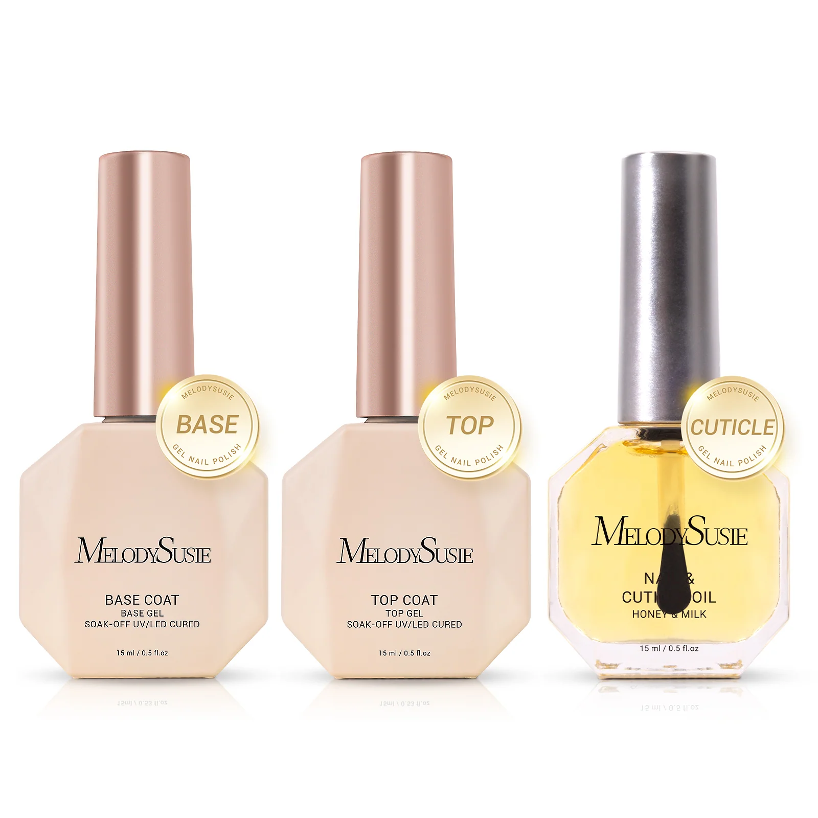 Top & Base Coat Gel Essentials Set - 3Pcs