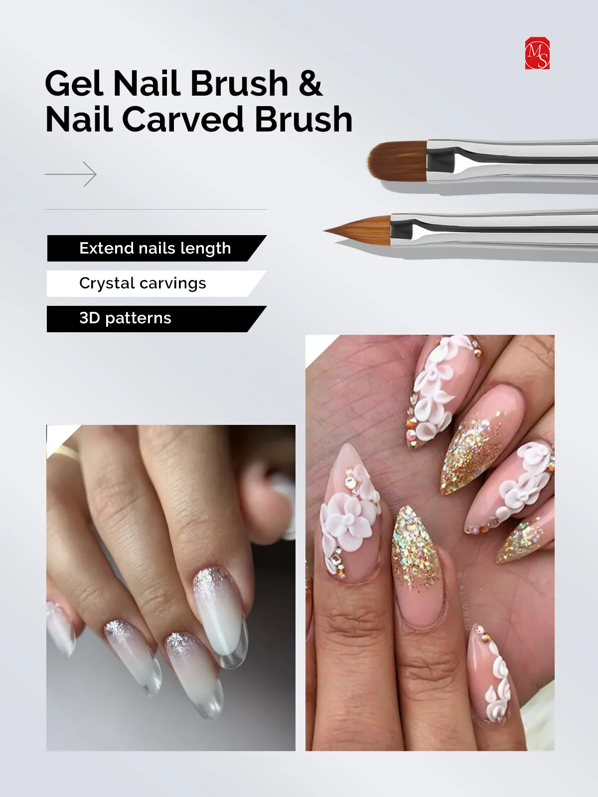 Nail Art Brushes Set (6Pcs) for Detailed Nail Designs - US Only