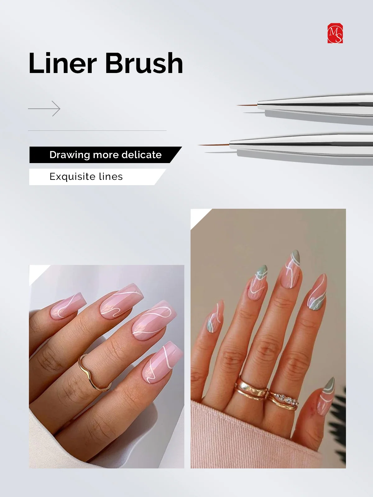 Nail Art Brushes Set (6Pcs) for Detailed Nail Designs - US Only