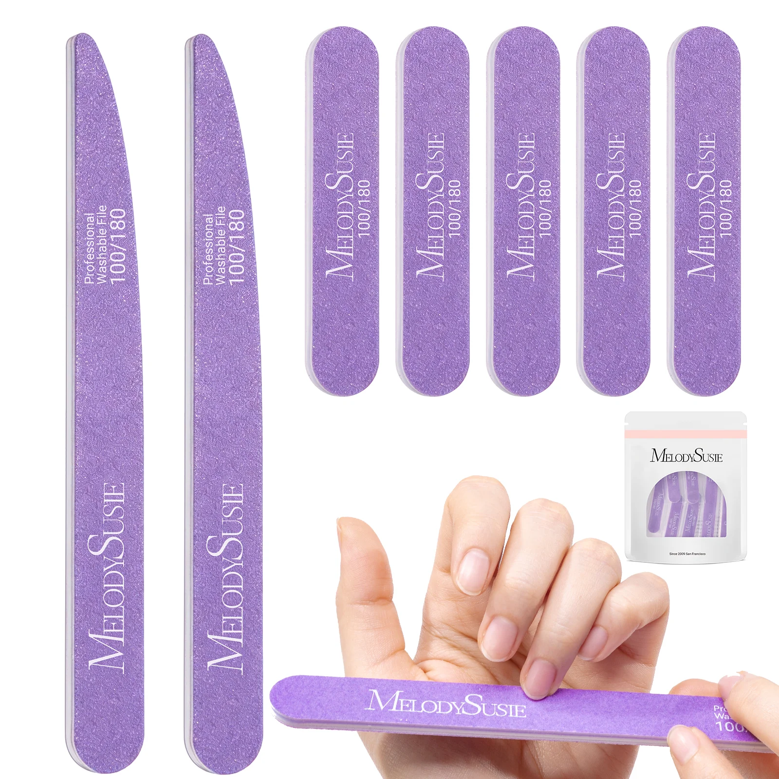MelodySusie Dual-Sided Nail Files and Buffers Set, 6 Pieces