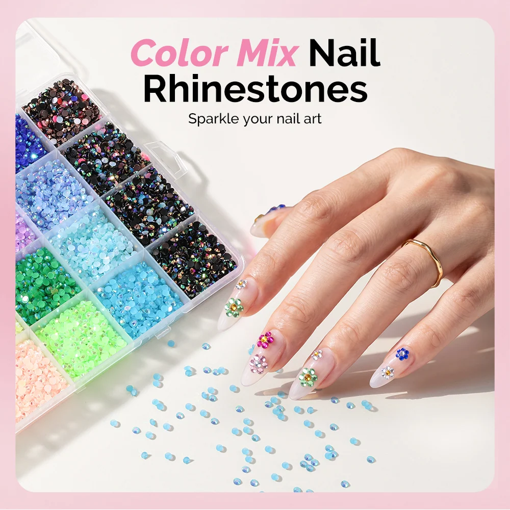 Nail Rhinestones Kit with Tweezers and Pick-Up Tools