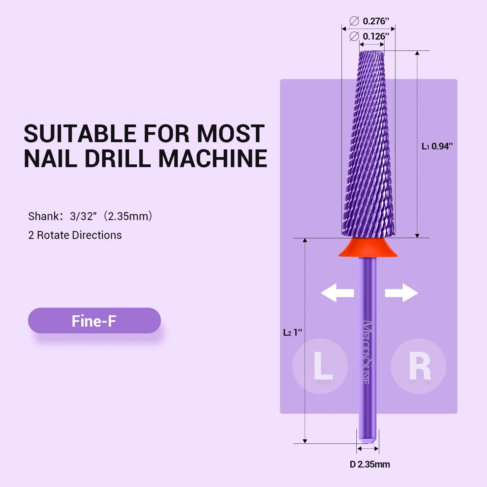 Super Long 5 in 1 Tungsten Carbide Nail Drill Bit for Thick Acrylic Removal
