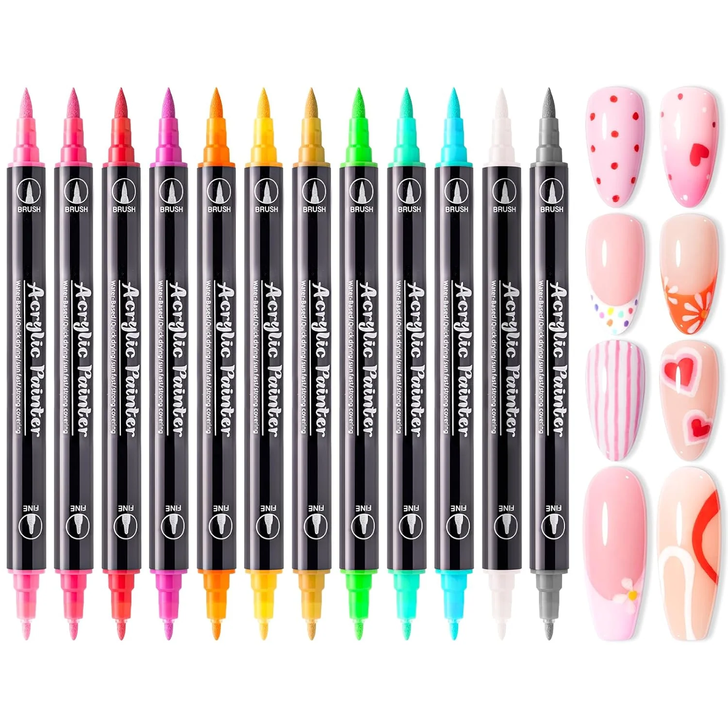 Nail Art Pens Set in 12 Colors with 0.7mm Tips