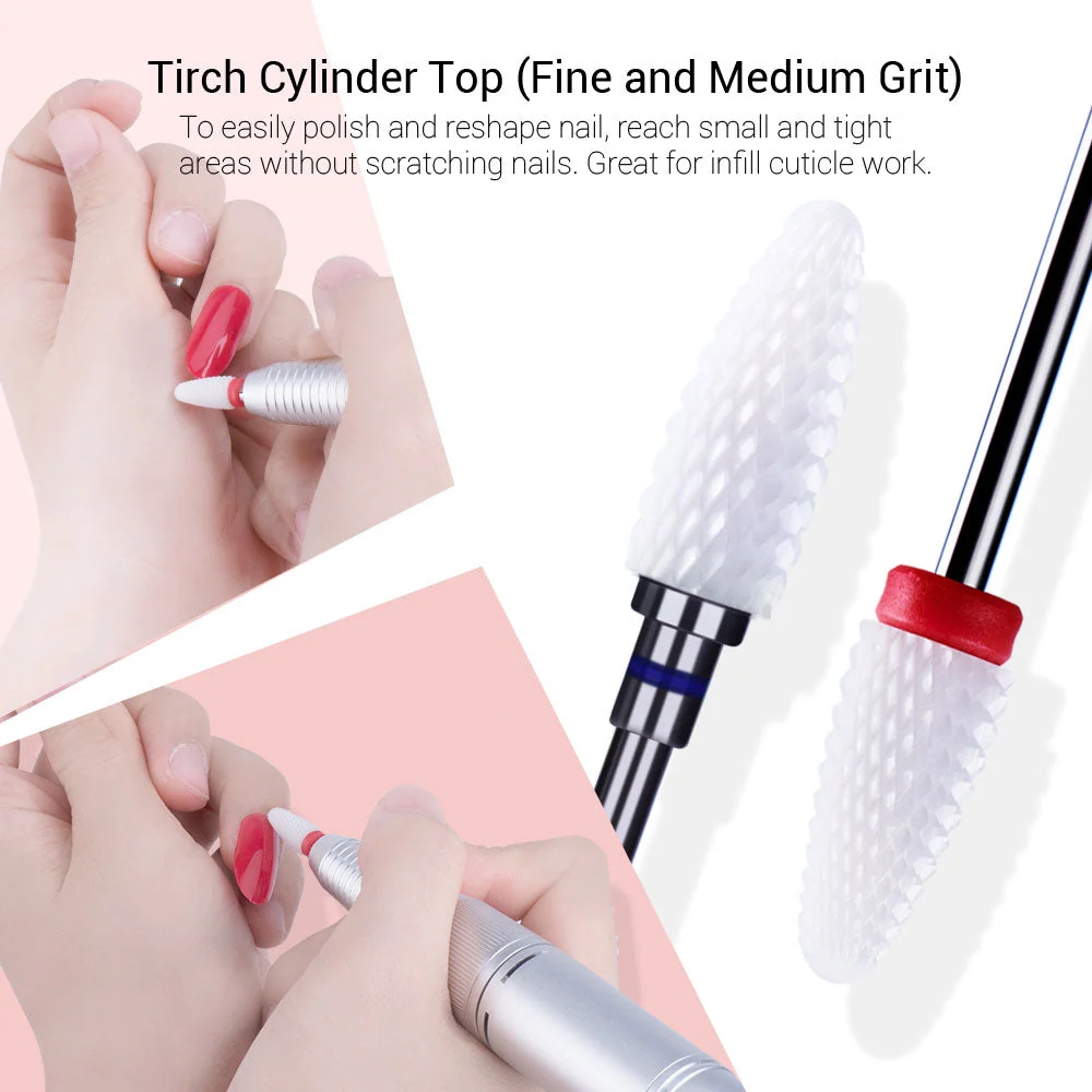 Ceramic Nail Drill Bits Set 7pcs for Gel and Acrylic Nails
