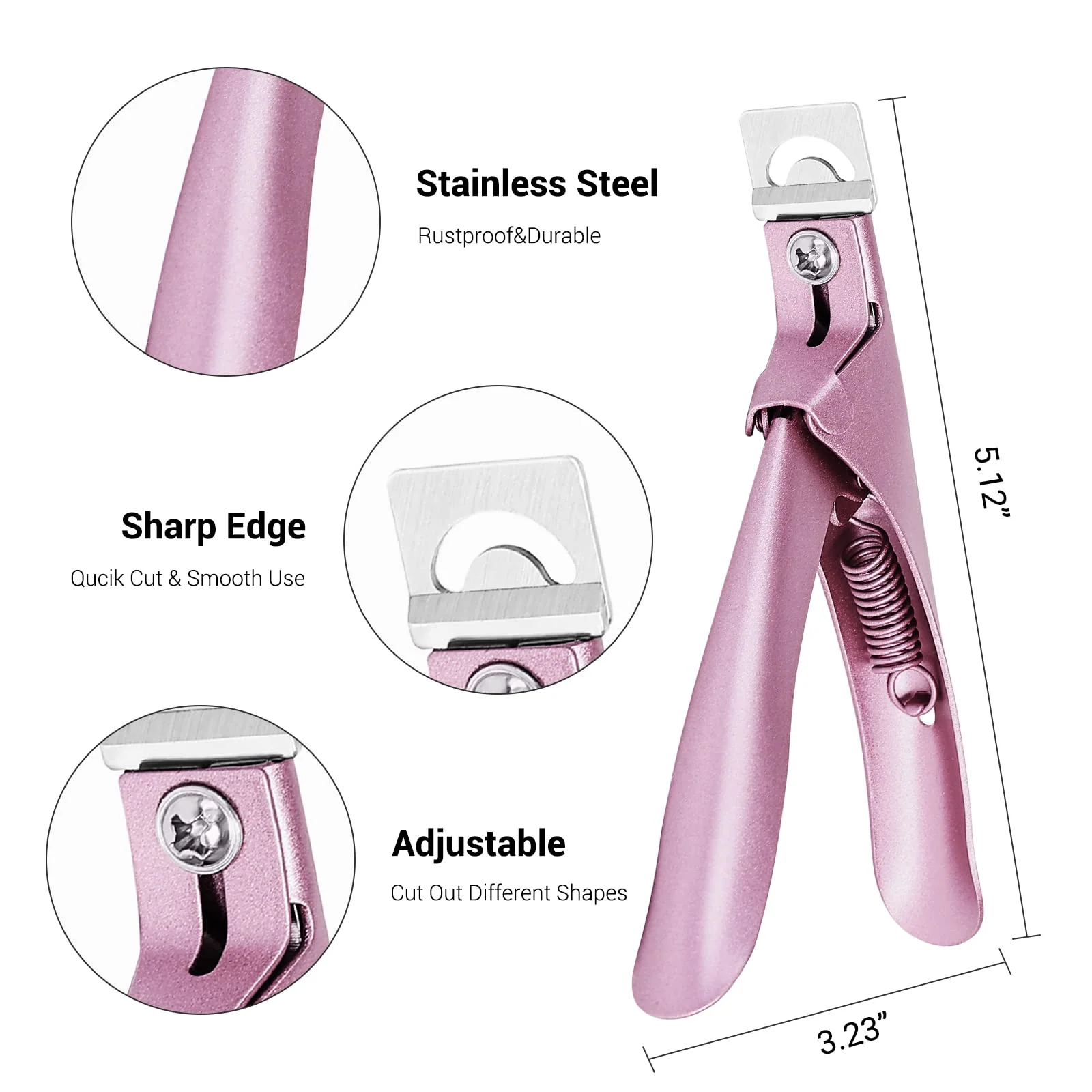 Melodysusie Rose Gold Stainless Steel Edge Cutter for Nail Tips