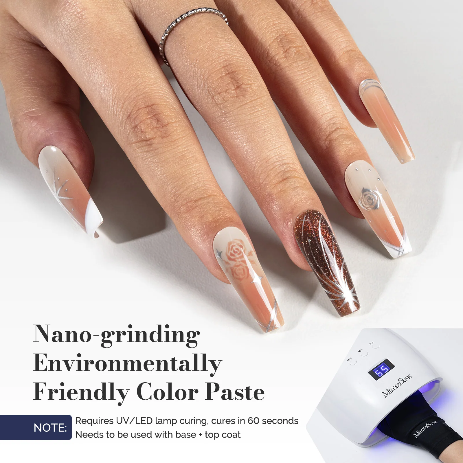 LED/UV Nail Lamps & Nail Drill Bits | MelodySusie HEMA-Free & HPMA-Free & TPO-Free 甲油胶 2支 Neutral Brown&Raspberry Red-P26+P28