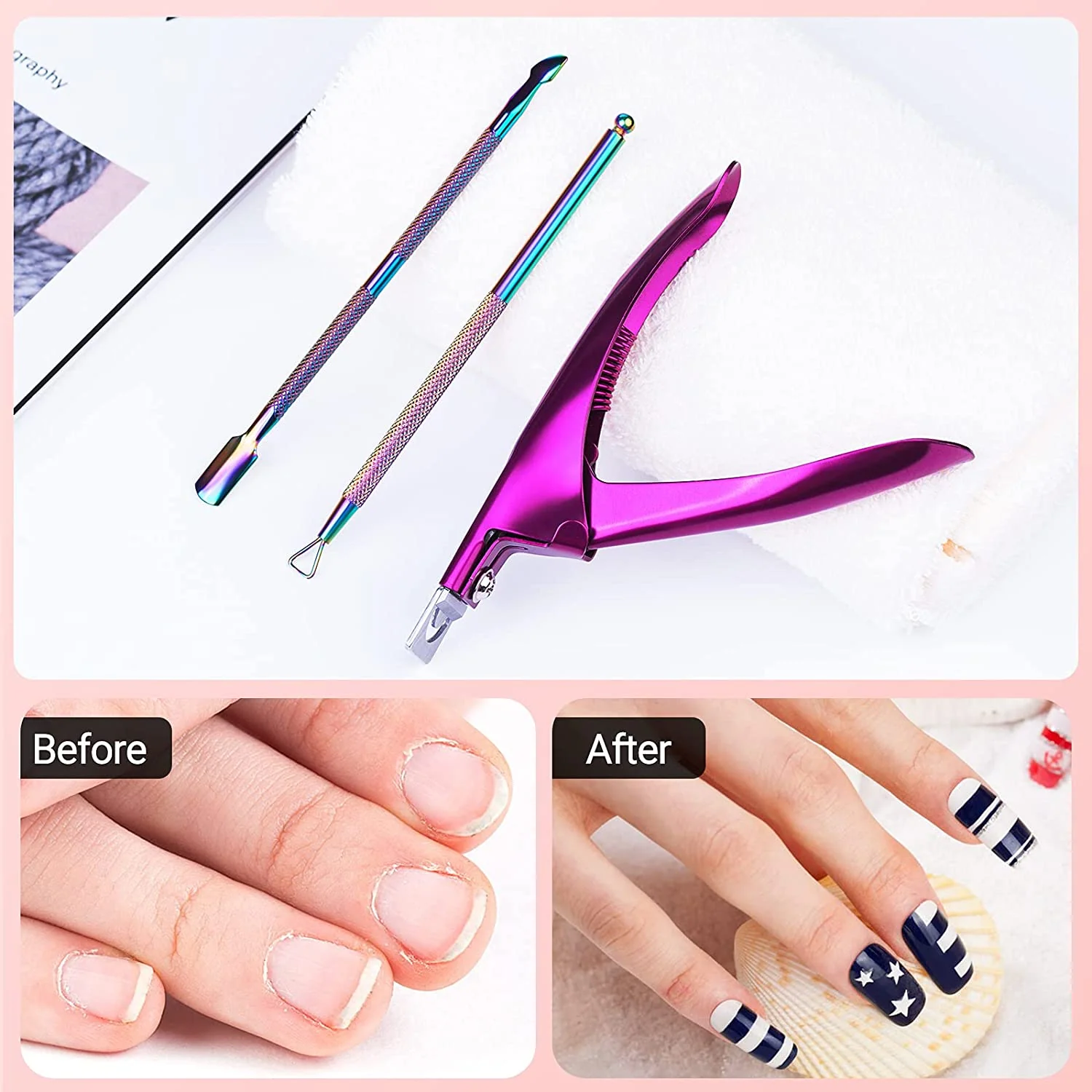 Acrylic Nail Clipper 3 in 3-in-1 Kit for Gel Polish and Cuticles