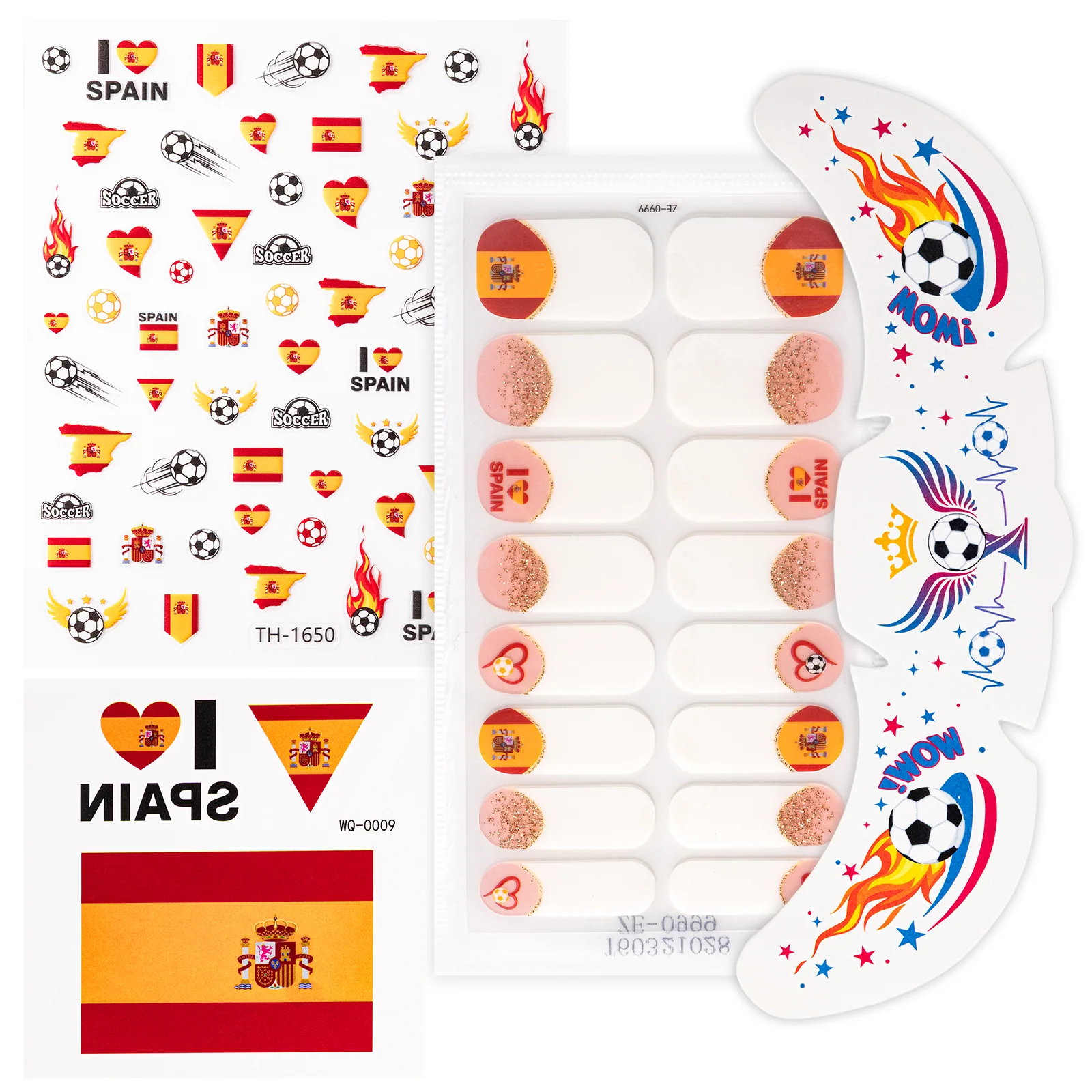 Gameday FanGlow Kit World Cup Soccer Flag Nail Strips and Face Tattoos