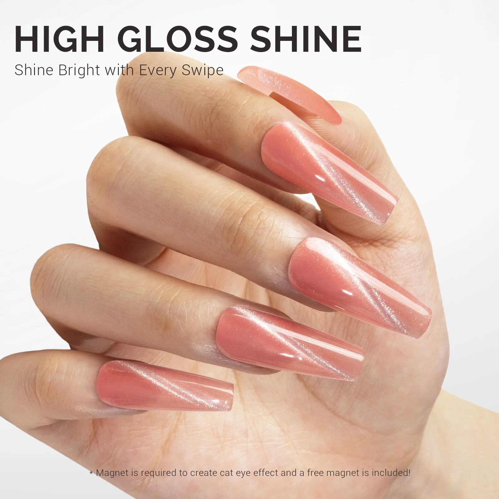 Jeweliver Cat Eye Gel Nail Polish 0.5 fl oz/15ml -  Coral Pink C45