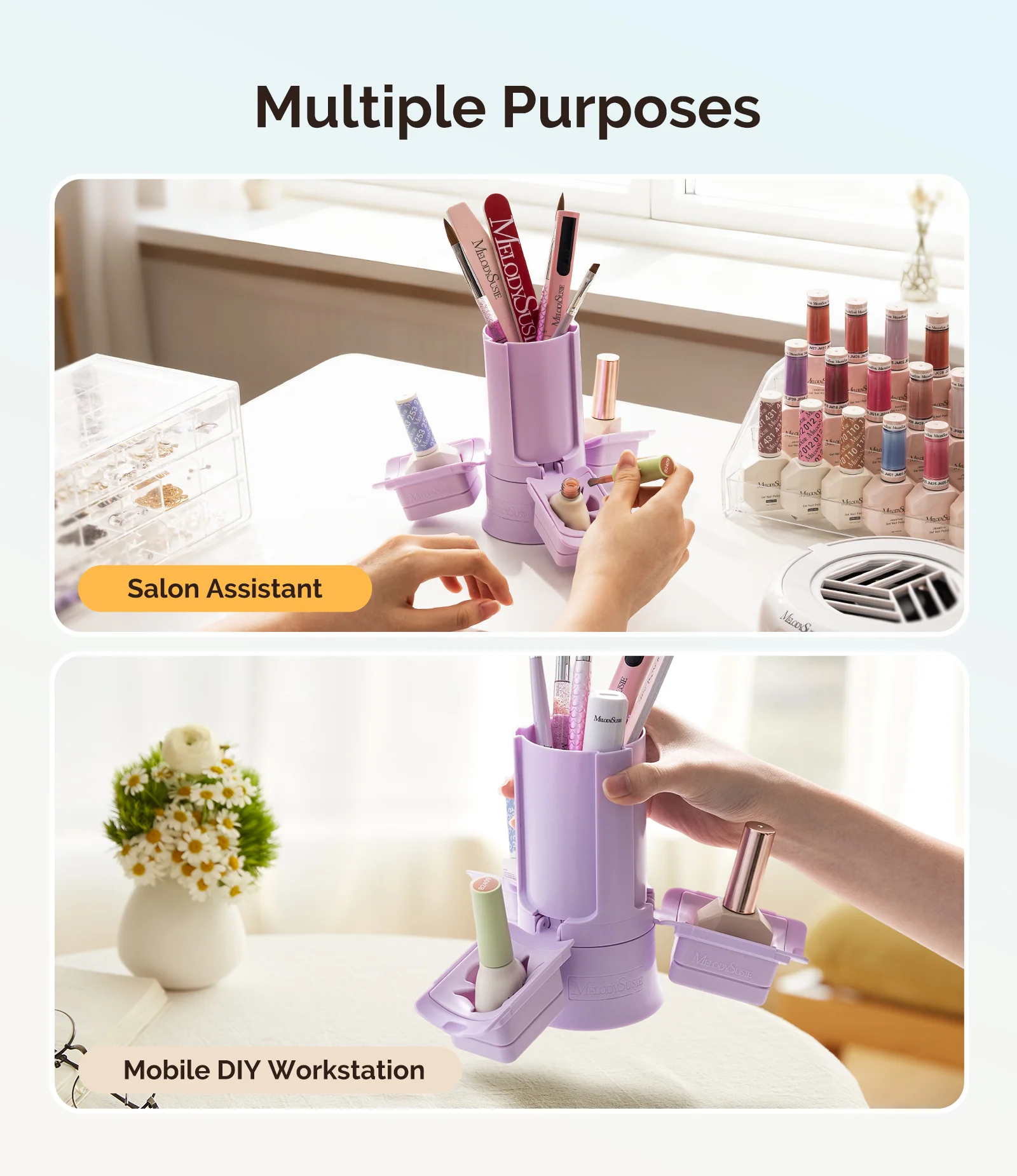 GelCarousel Rotatable Nail Art DIY Station in Purple