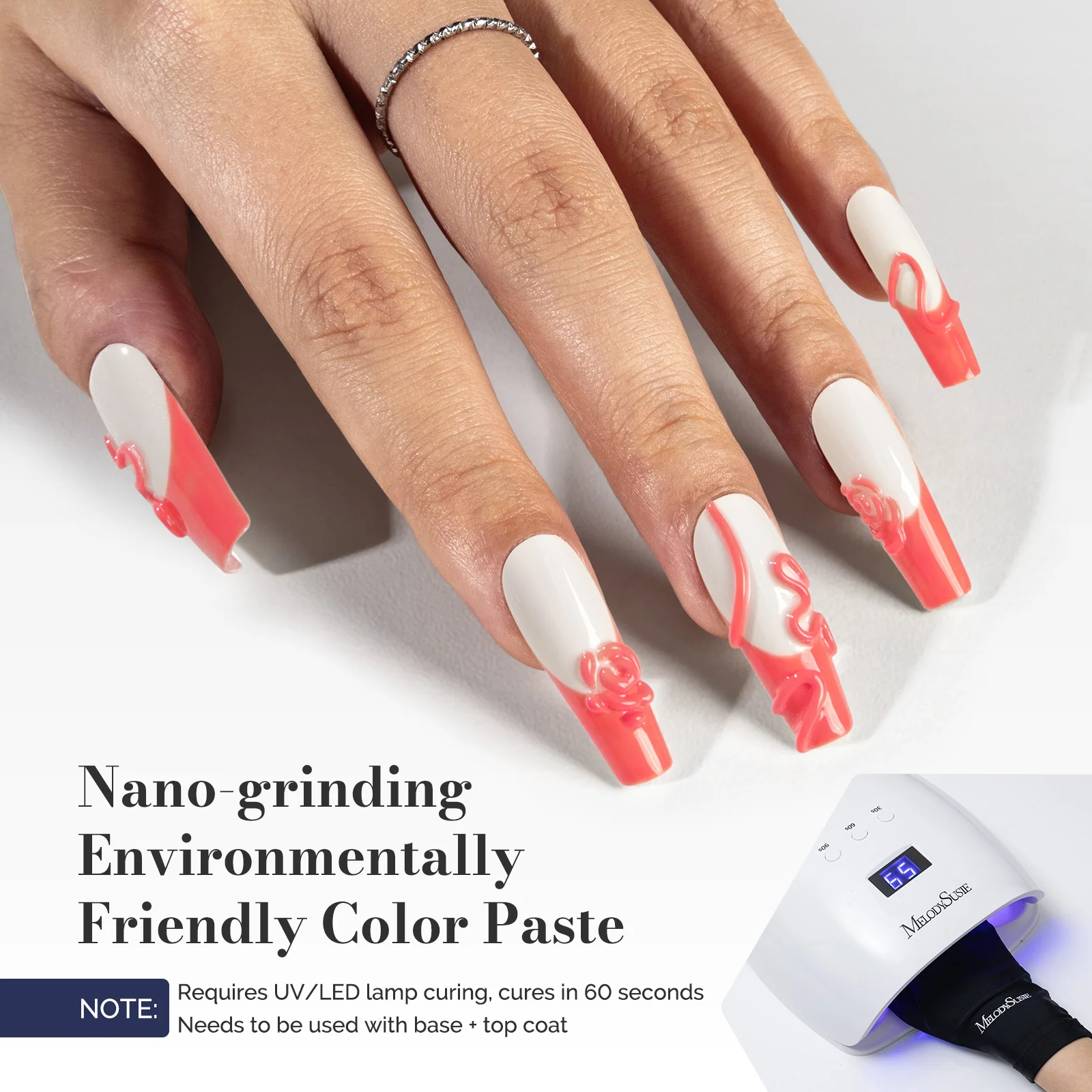 Fleurwee HEMA-Free & HPMA-Free & TPO-Free Gel Polish 2Pcs Coral Orange&Milky White-P04+P25