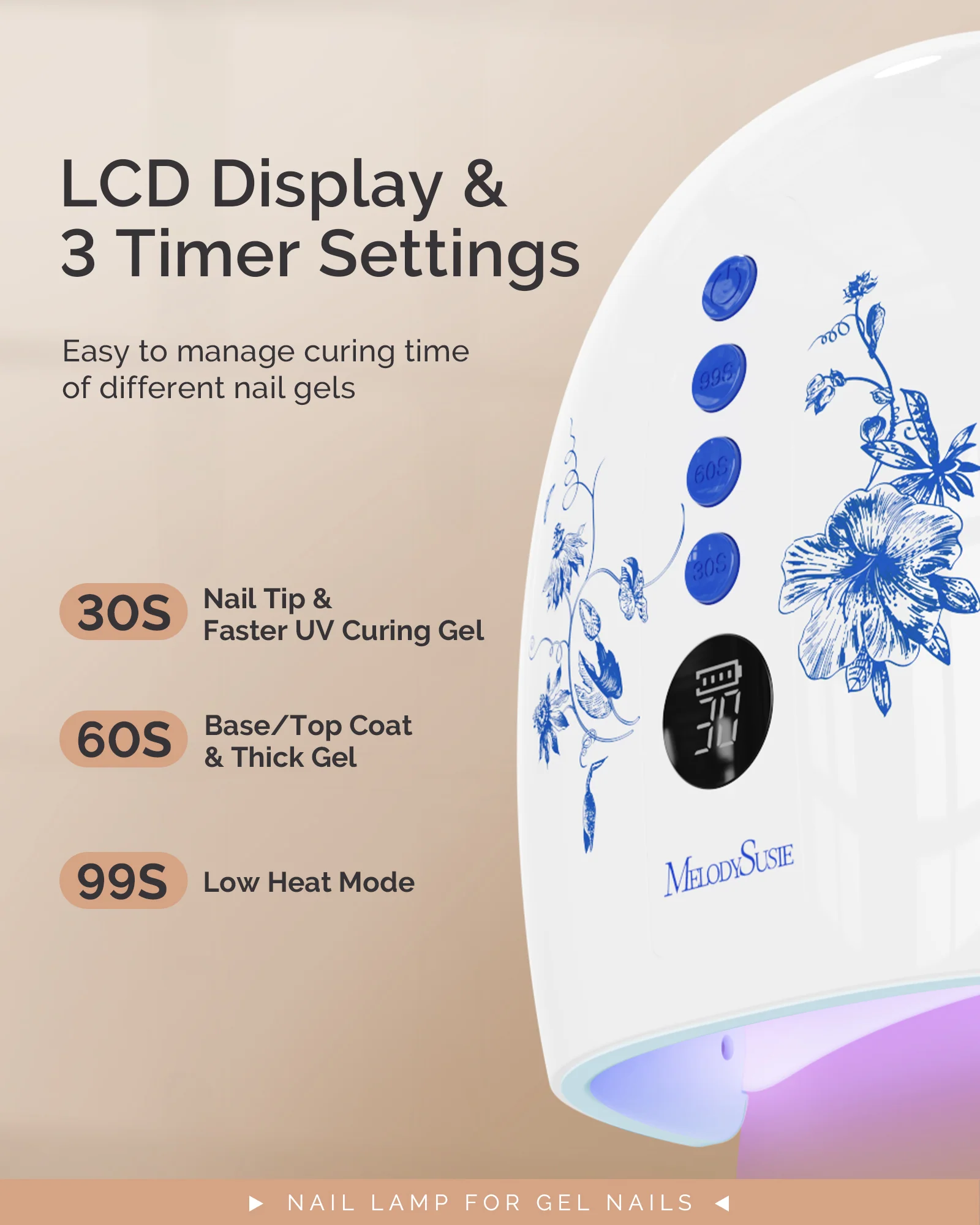 P-PLUS30G 充电式无线 UV/LED 美甲灯 花朵设计