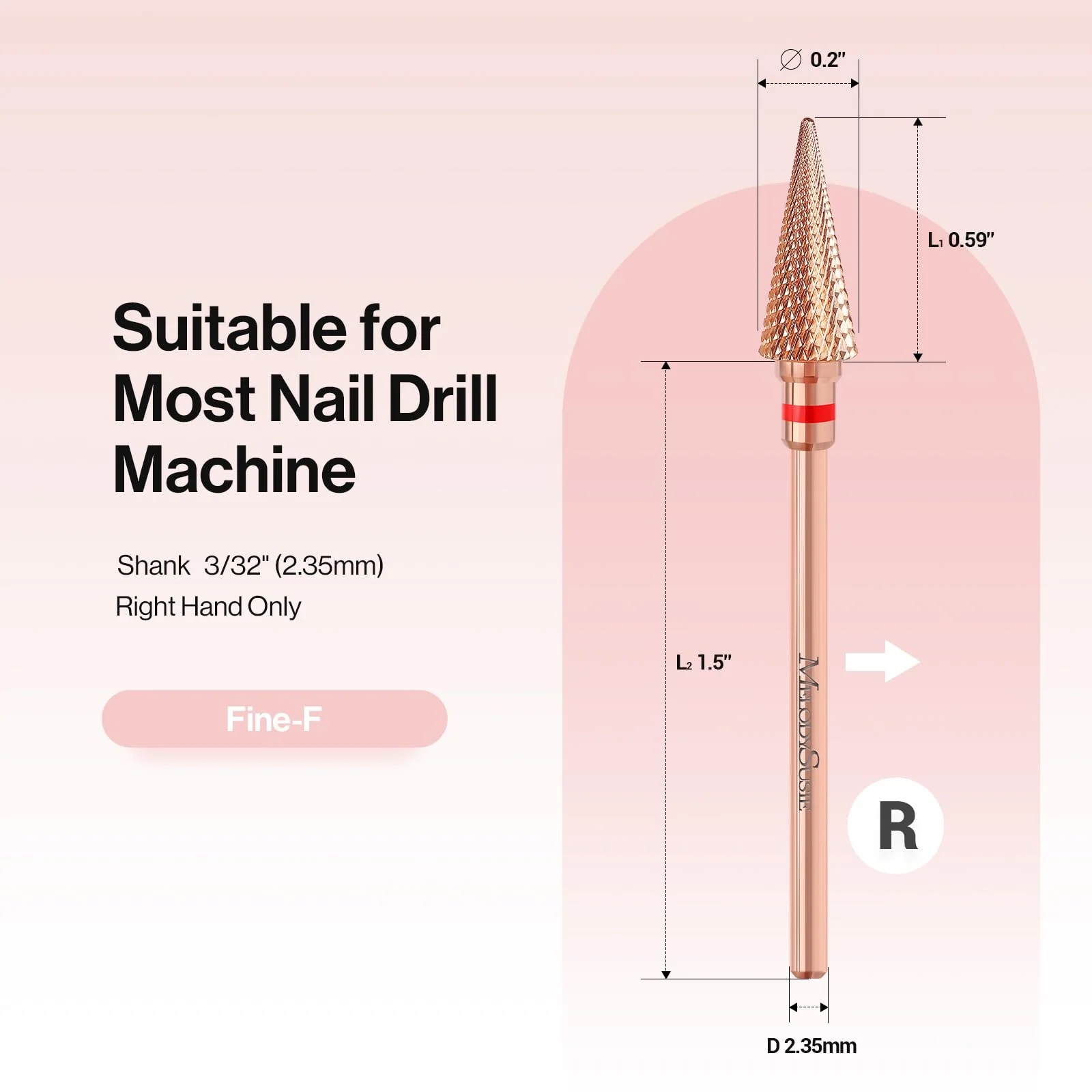 Tapered Nib Carbide Tungsten Nail Drill Bit for Gel and Acrylic