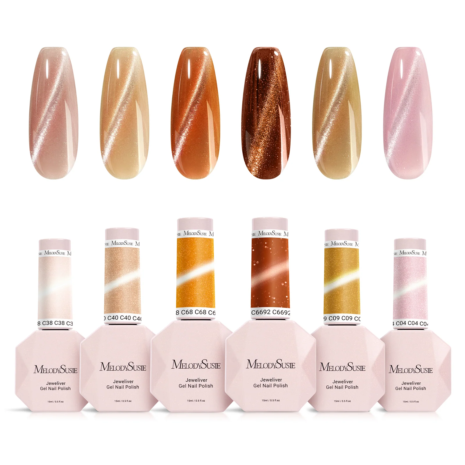 6 Colors Jeweliver Cat Eye Gel Nail Polish Set 0.5 fl oz/15ml - Yellow