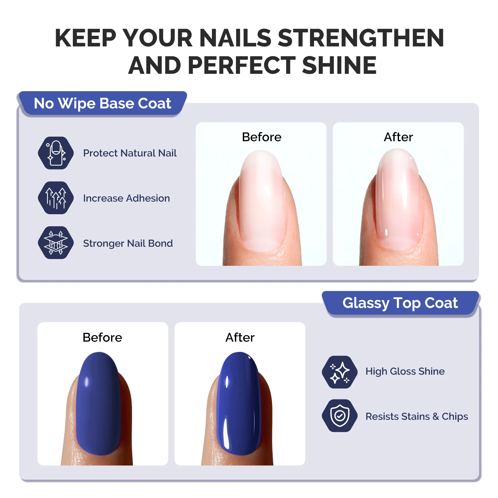 Fleurwee 15ml Top & Base Coat - HEMA-Free & HPMA-Free & TPO-Free Nail Gel Polish
