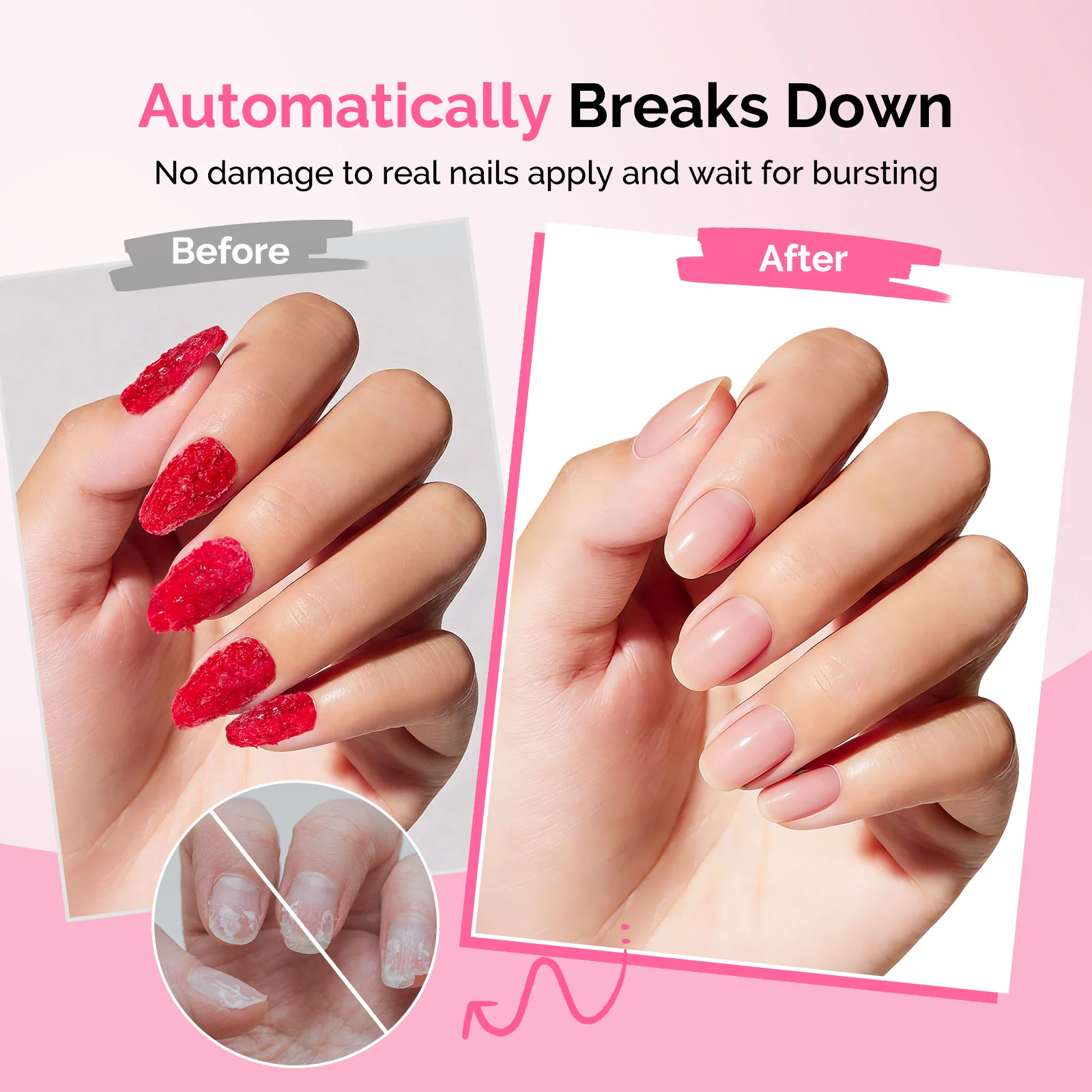 2Pcs Gel Nail Polish Remover Kit with Cuticle Oil and Cuticle Pusher