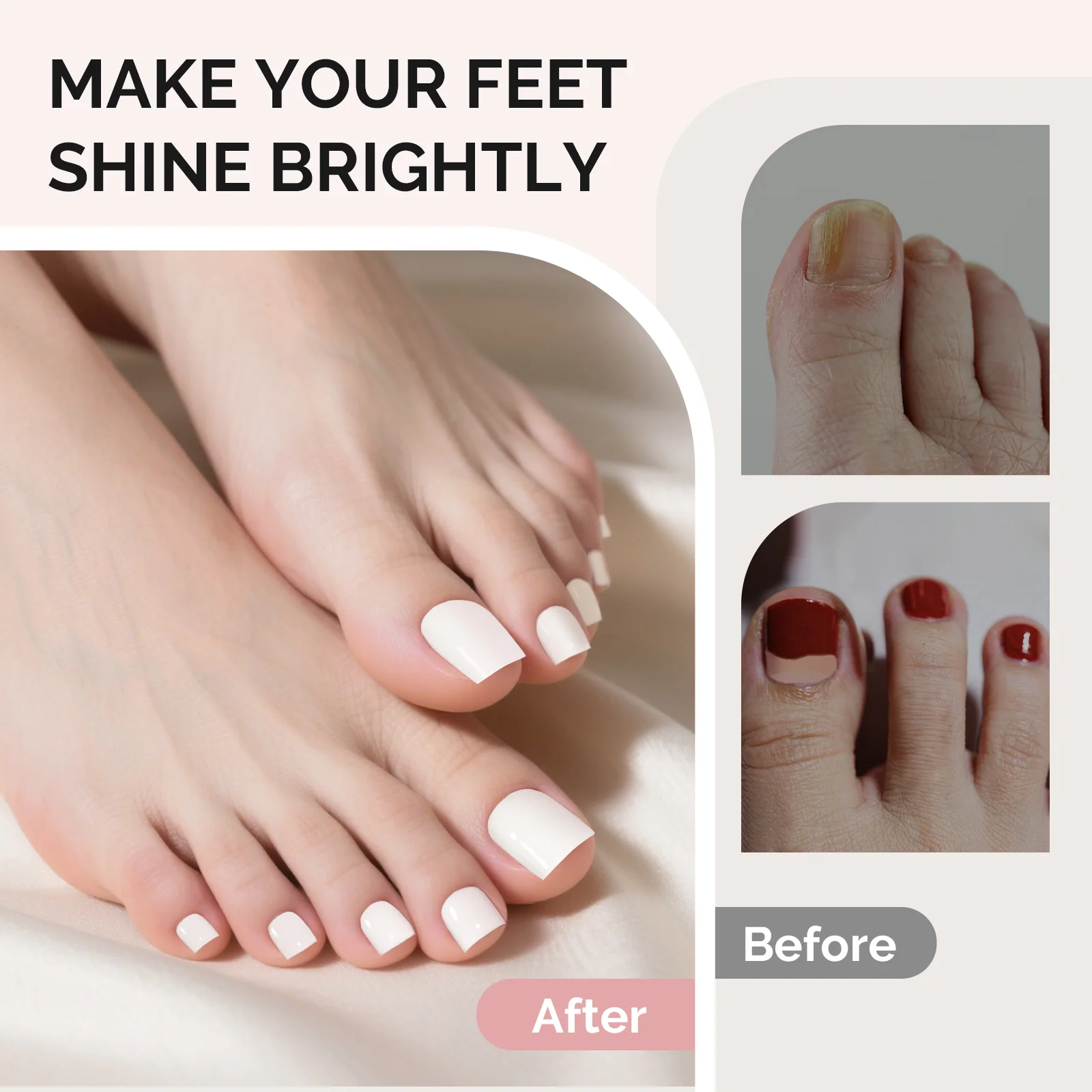 Acrylic Full Cover Toe Nail Tips with 70-Grit Half Matte Surface