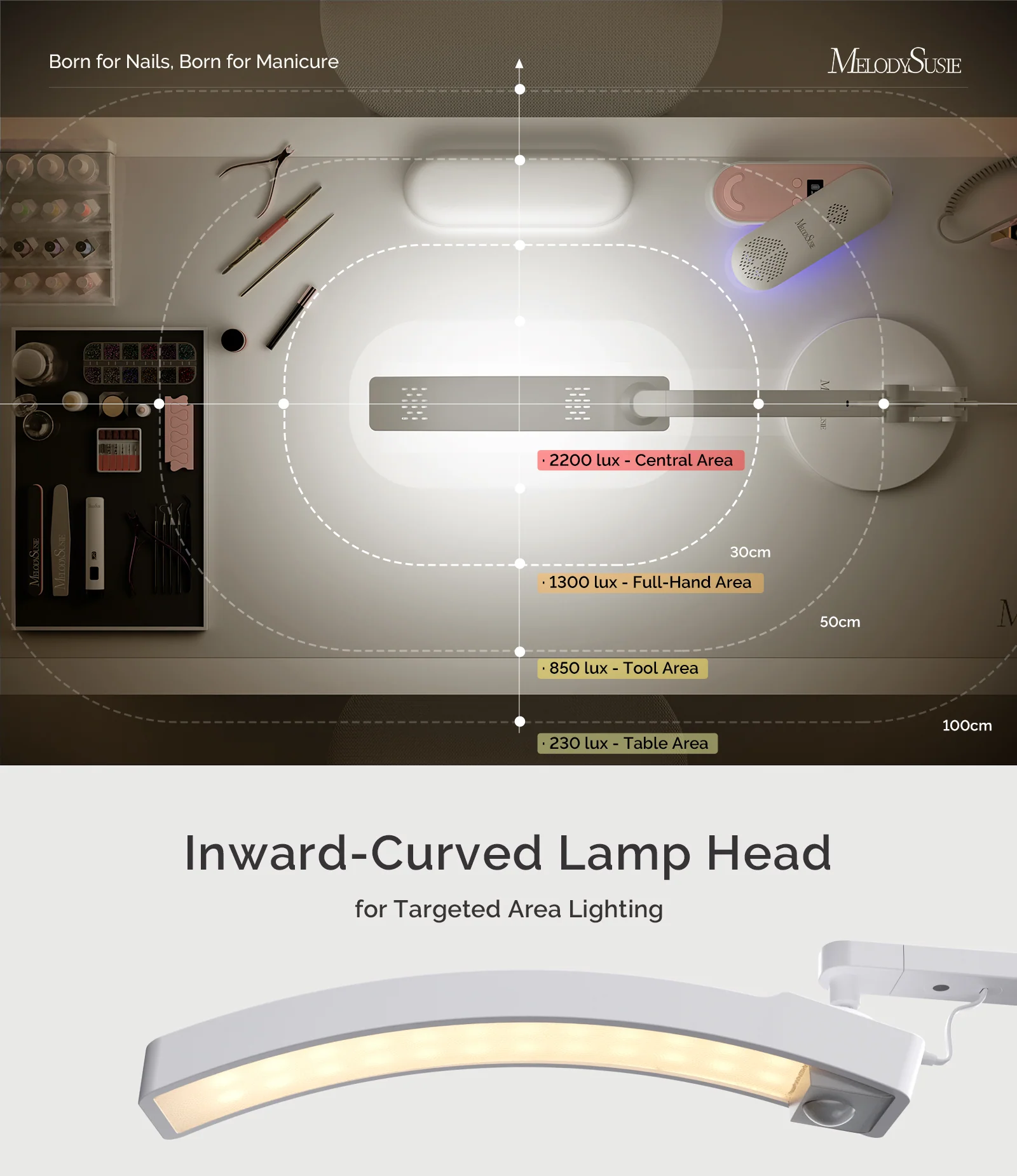 S-Pro25A Nail-Focused 3-Mode Manicure Table Lamp without Mini Nail Lamp