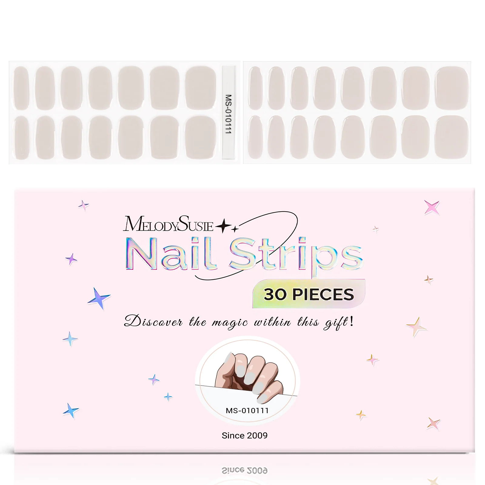 MelodySusie Semi Cured Gel Nail Strips with 3D and 5D Stickers