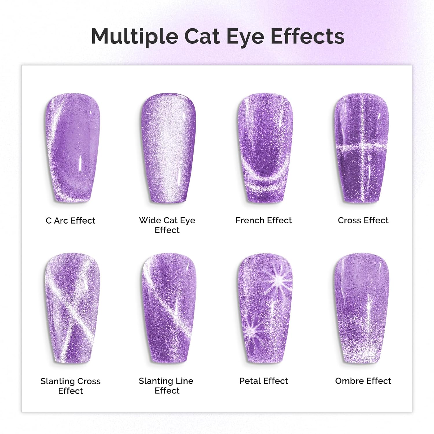 5 in 1 Multifunctional Cat Eye Gel Nail Polish Magnet, Purple