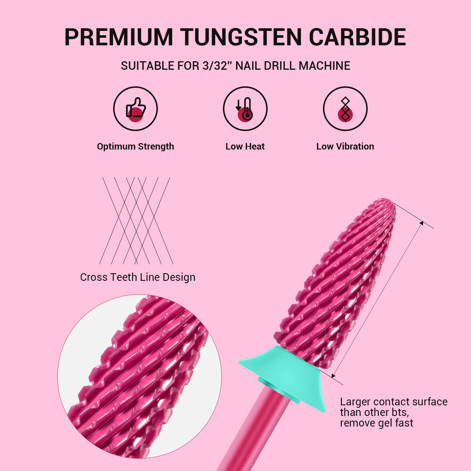 Long Flame Tungsten Carbide Nail Drill Bit for Acrylic Removal