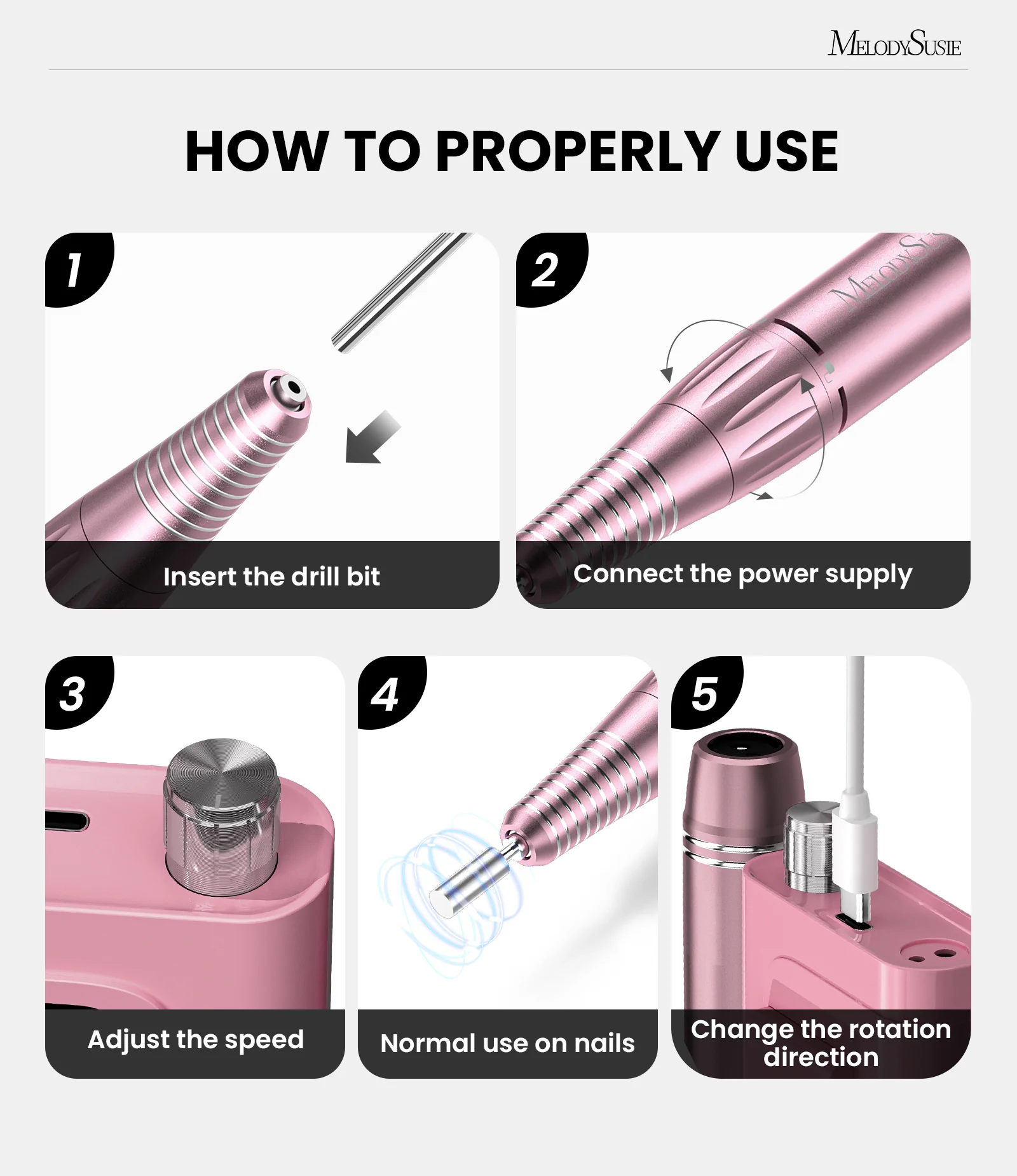 SC300E Clip-On Rechargeable Nail Drill 30,000RPM