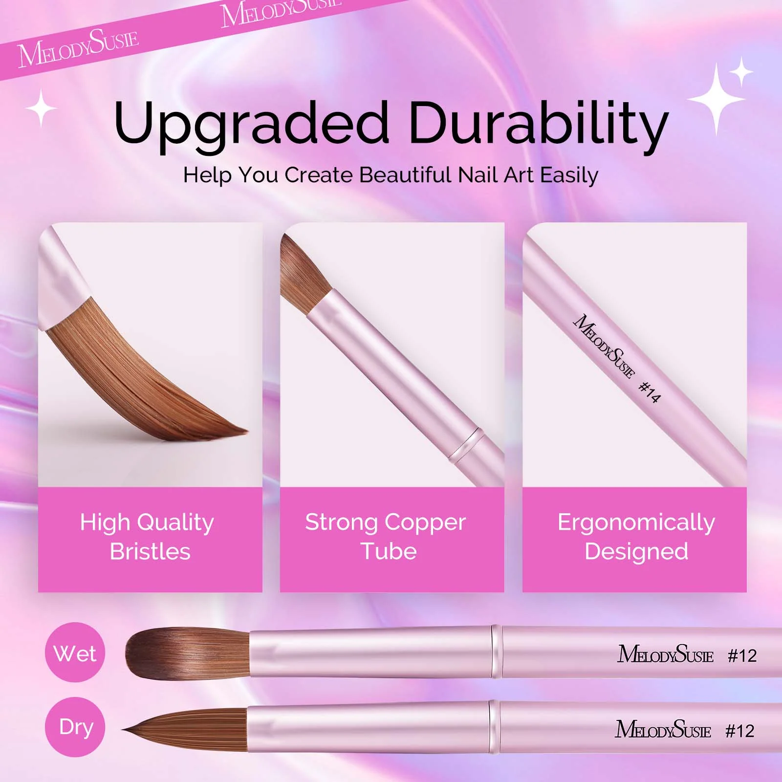Acrylic Nail Brush Set 4Pcs in Rose Gold for Nail Application