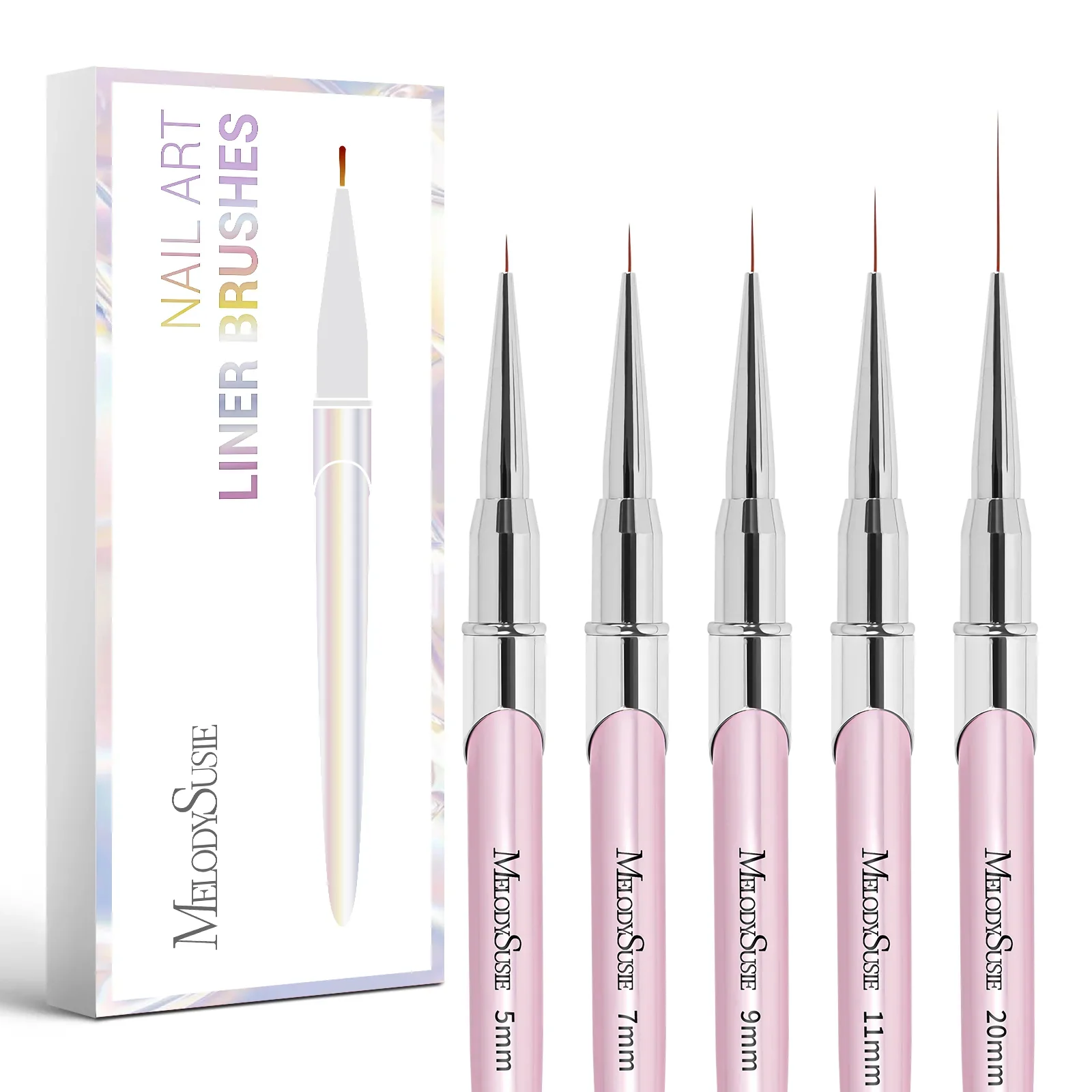MelodySusie Color Nail Art Brushes Set of 6 for Detail Work
