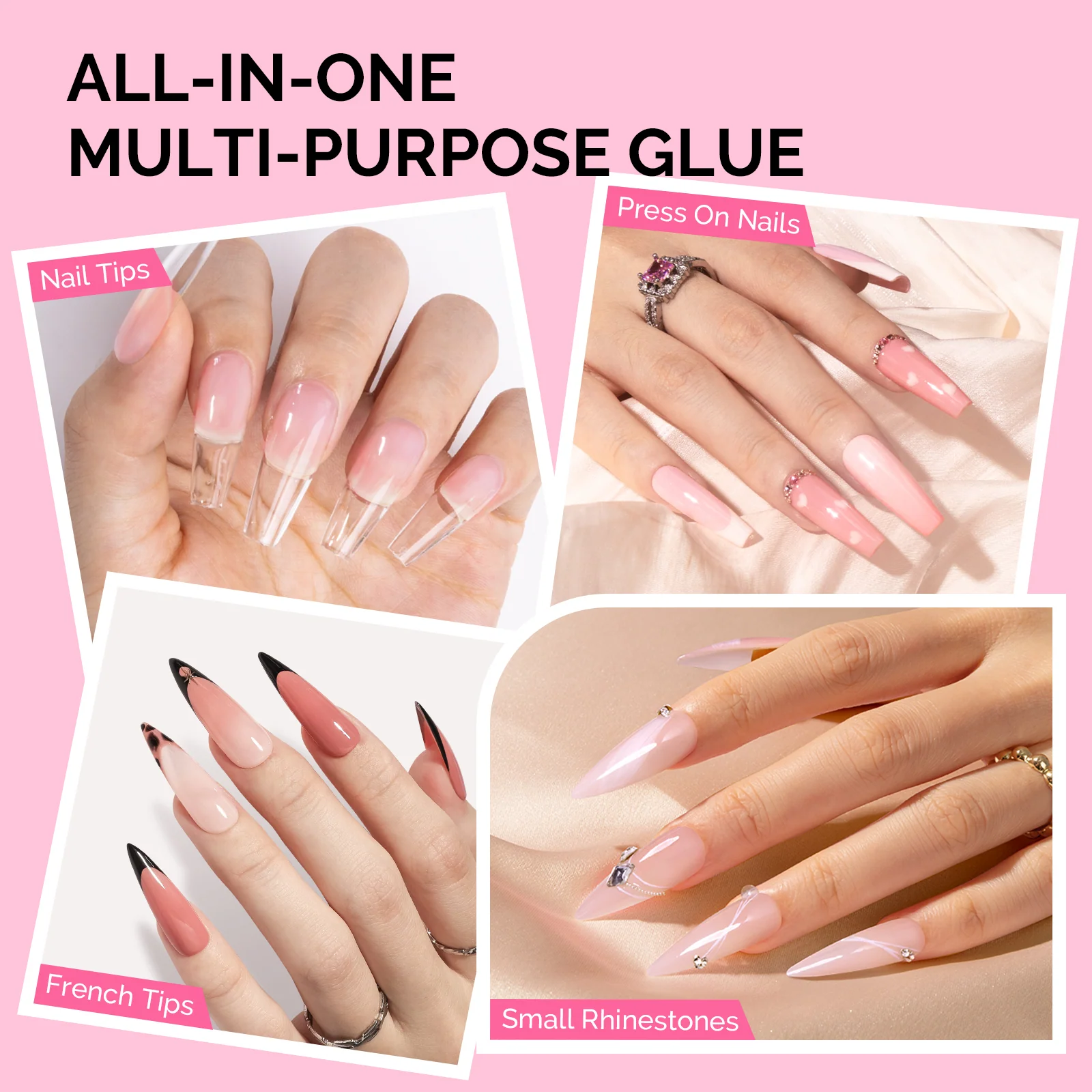 6Pcs Semi Solid Nail Glue for Press-On Nails and Nail Art