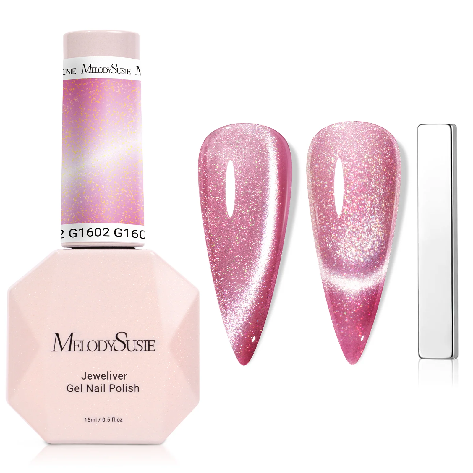 Jeweliver Cat Eye HEMA-Free & TPO-Free Gel Nail Polish 0.5 fl oz/15ml - Starry Pink 1602