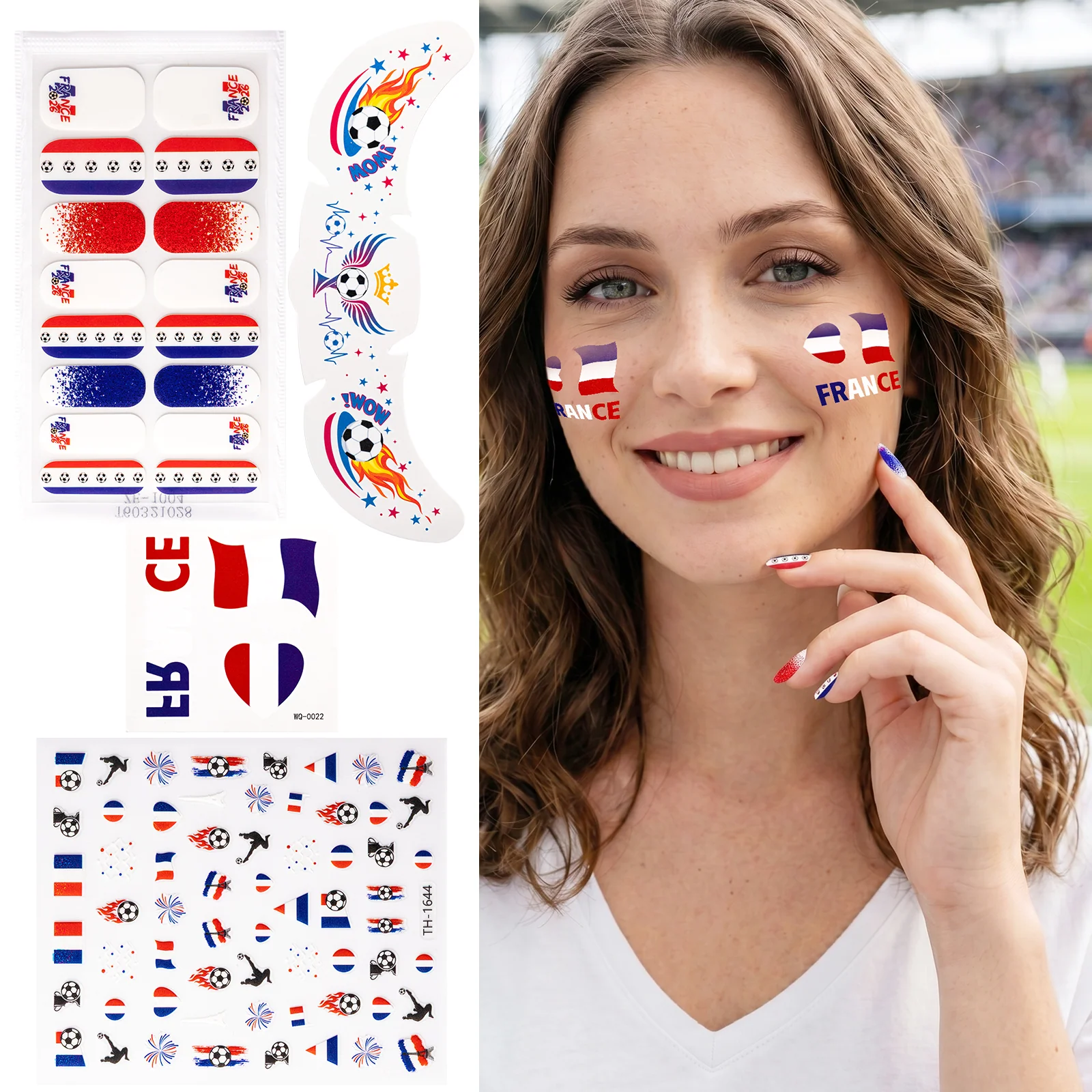 Gameday FanGlow Kit World Cup Soccer Flag Nail Strips and Face Tattoos