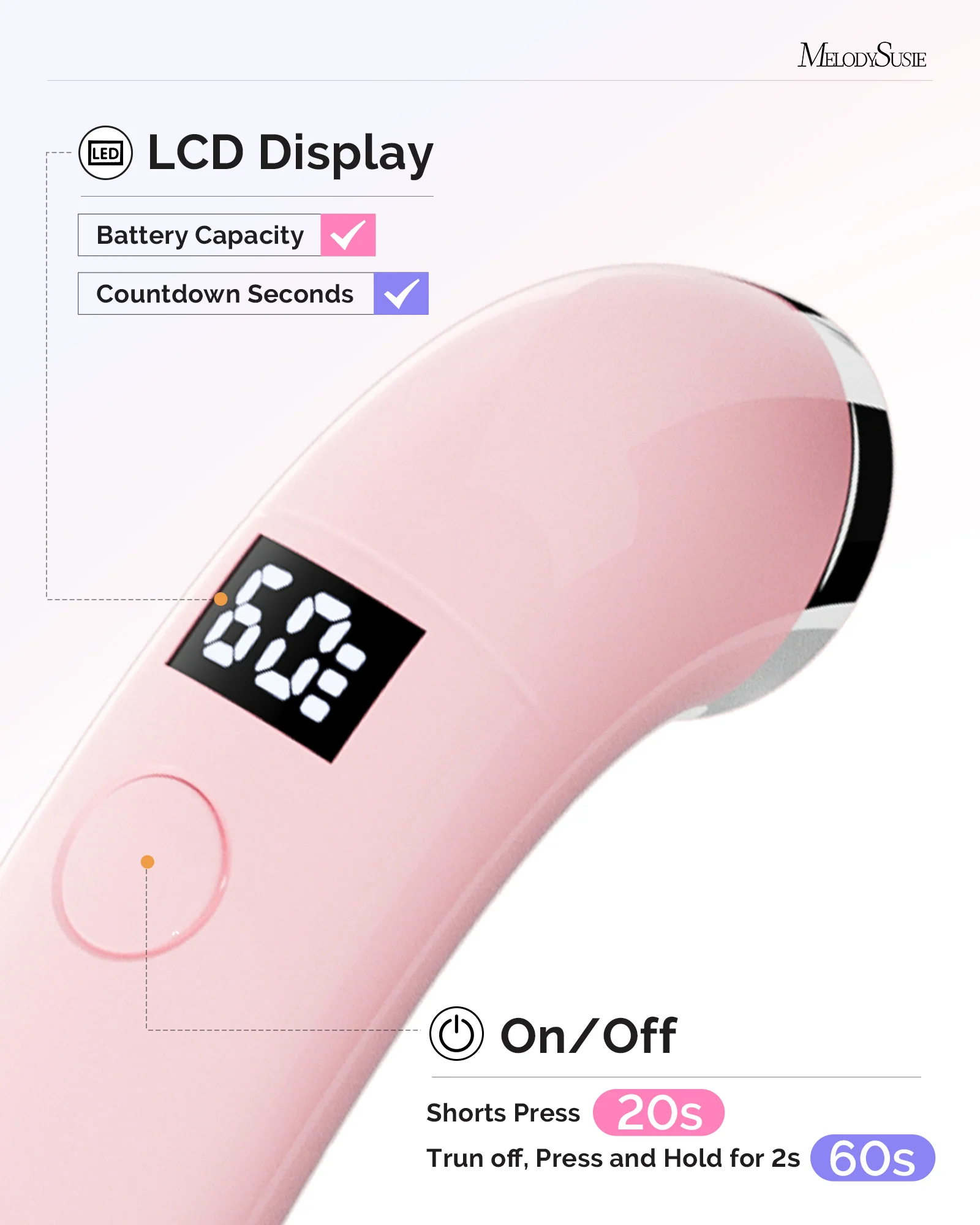 P-ART01A Rechargeable LED/UV Nail Lamp in Pink