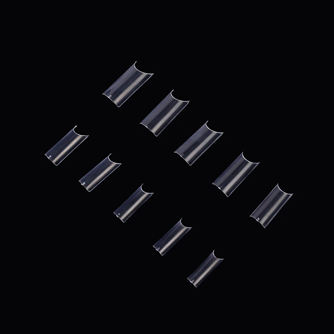 Long Square Nail Tips, Clear Half Cover, 420 Pcs with File