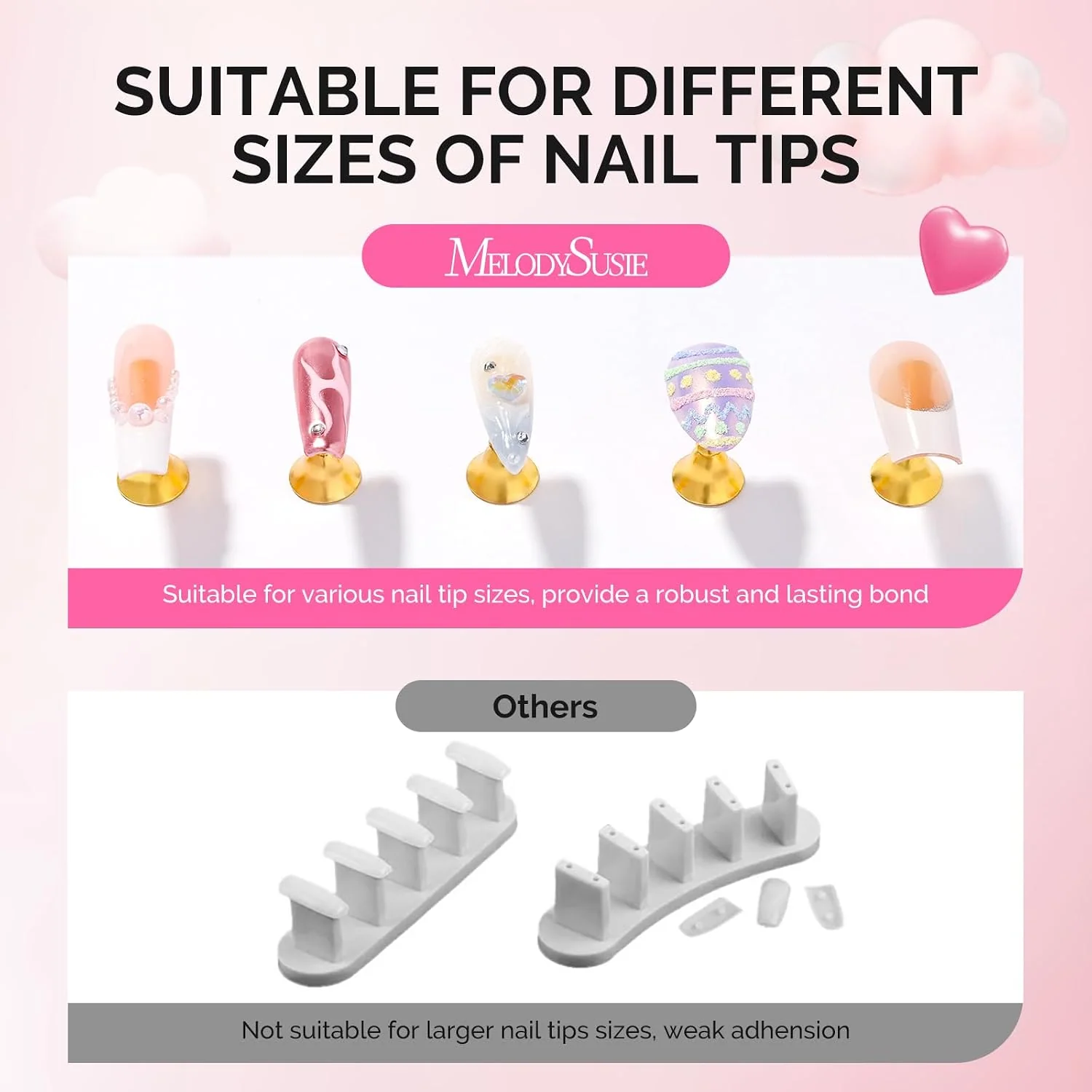 2-Set Spotted Magnetic Nail Stand Set for Press Ons with Brush Holder
