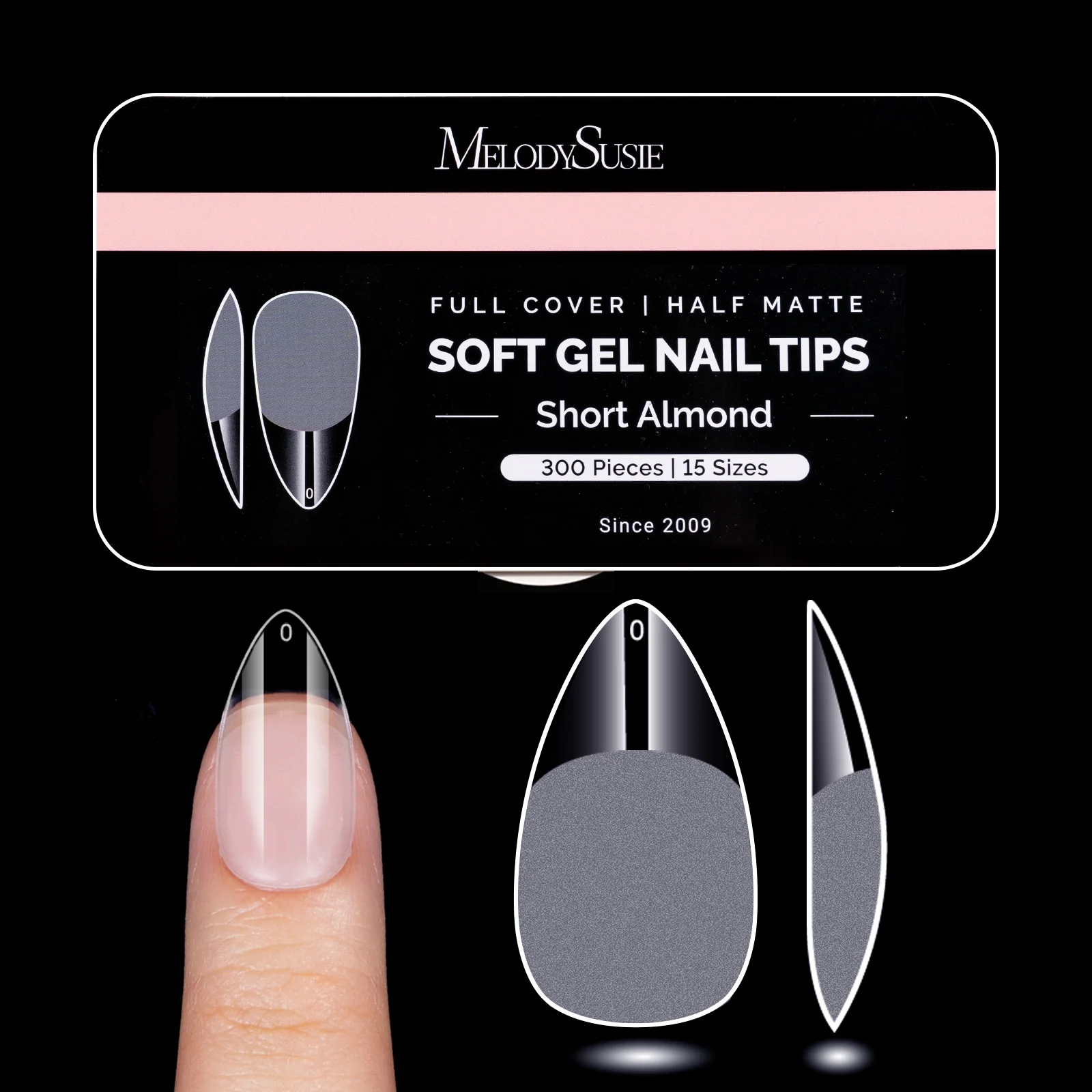 Half Matte Pre-Shaped Acrylic Nail Extension Tips in 12 Sizes
