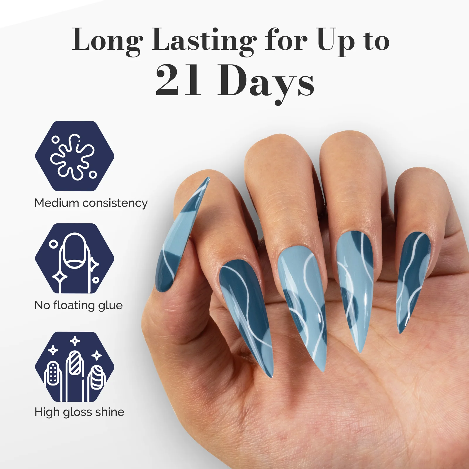 LED/UV Nail Lamps & Nail Drill Bits | MelodySusie HEMA-Free & HPMA-Free & TPO-Free 甲油胶 2支 Gray Blue&Dark Indigo Blue-P16+P32