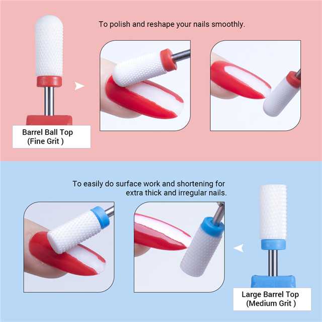 Professional Ceramic Nail Drill Bits Set 5Pcs for Gel, Acrylic and Dip