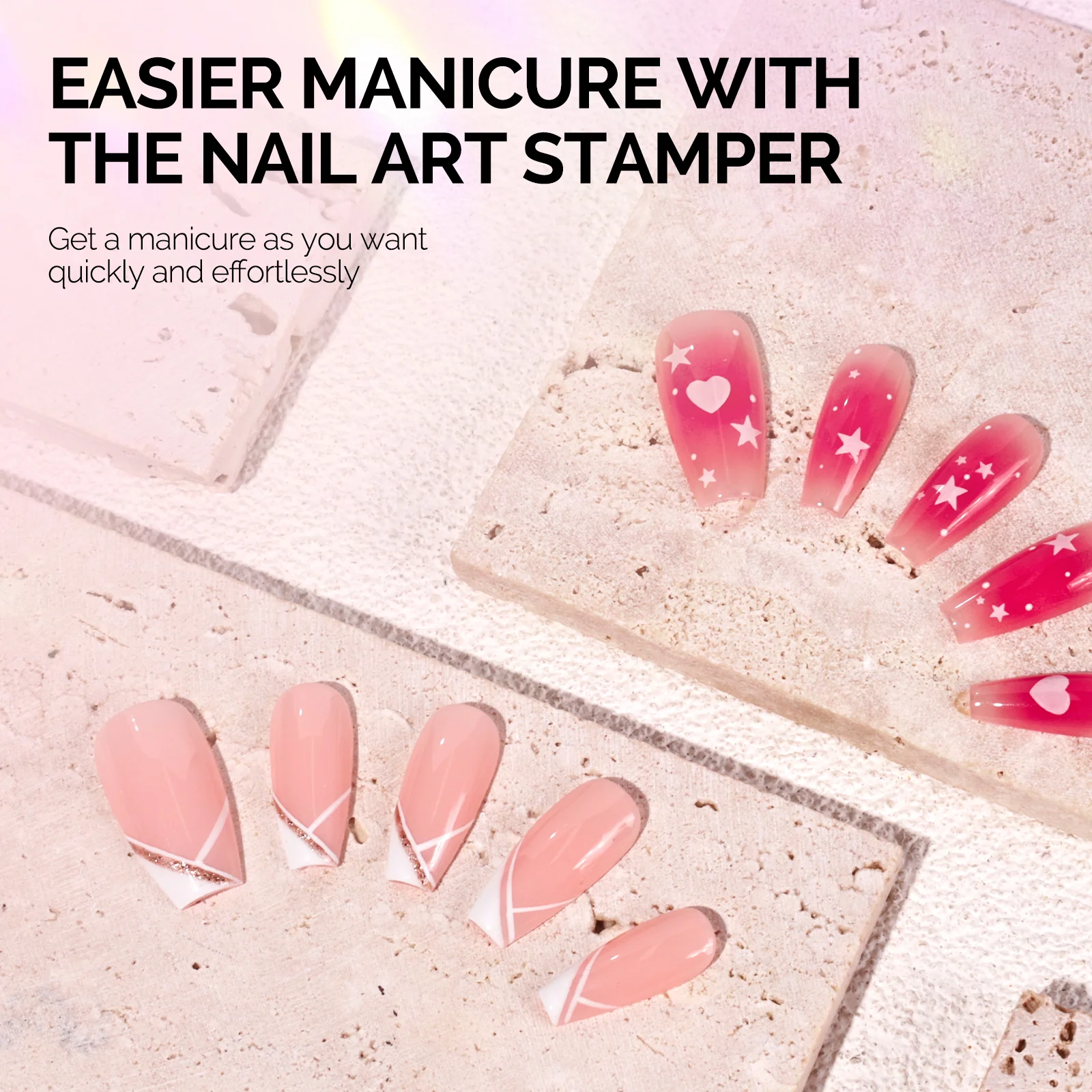 French Nail Stamper Kit 4PCS Clear Silicone Stamps and Scrapers
