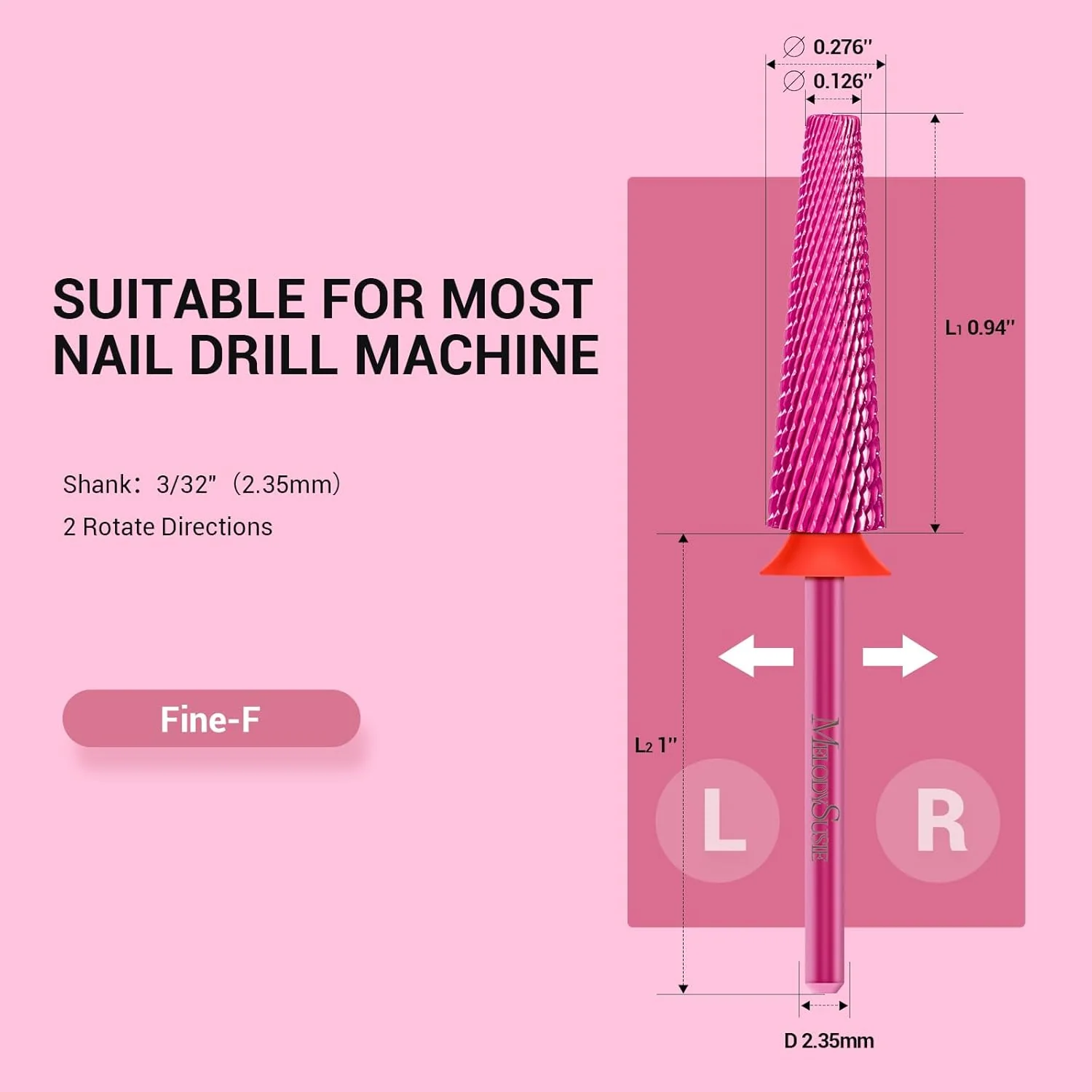 Super Long 5 in 1 Tungsten Carbide Nail Drill Bit for Thick Acrylic Removal