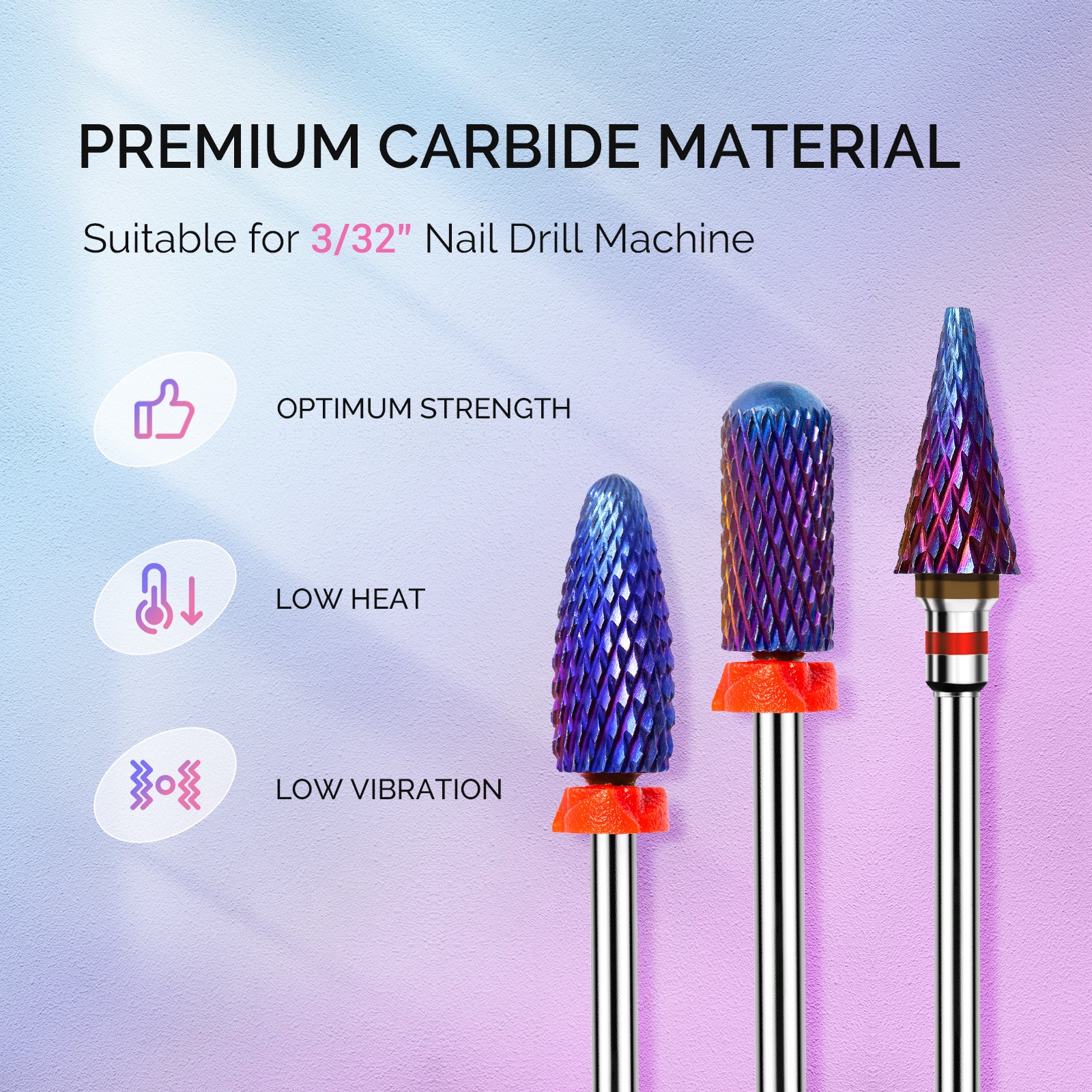 3Pcs Carbide Tungsten Nail Drill Bits Set for Electric Drills