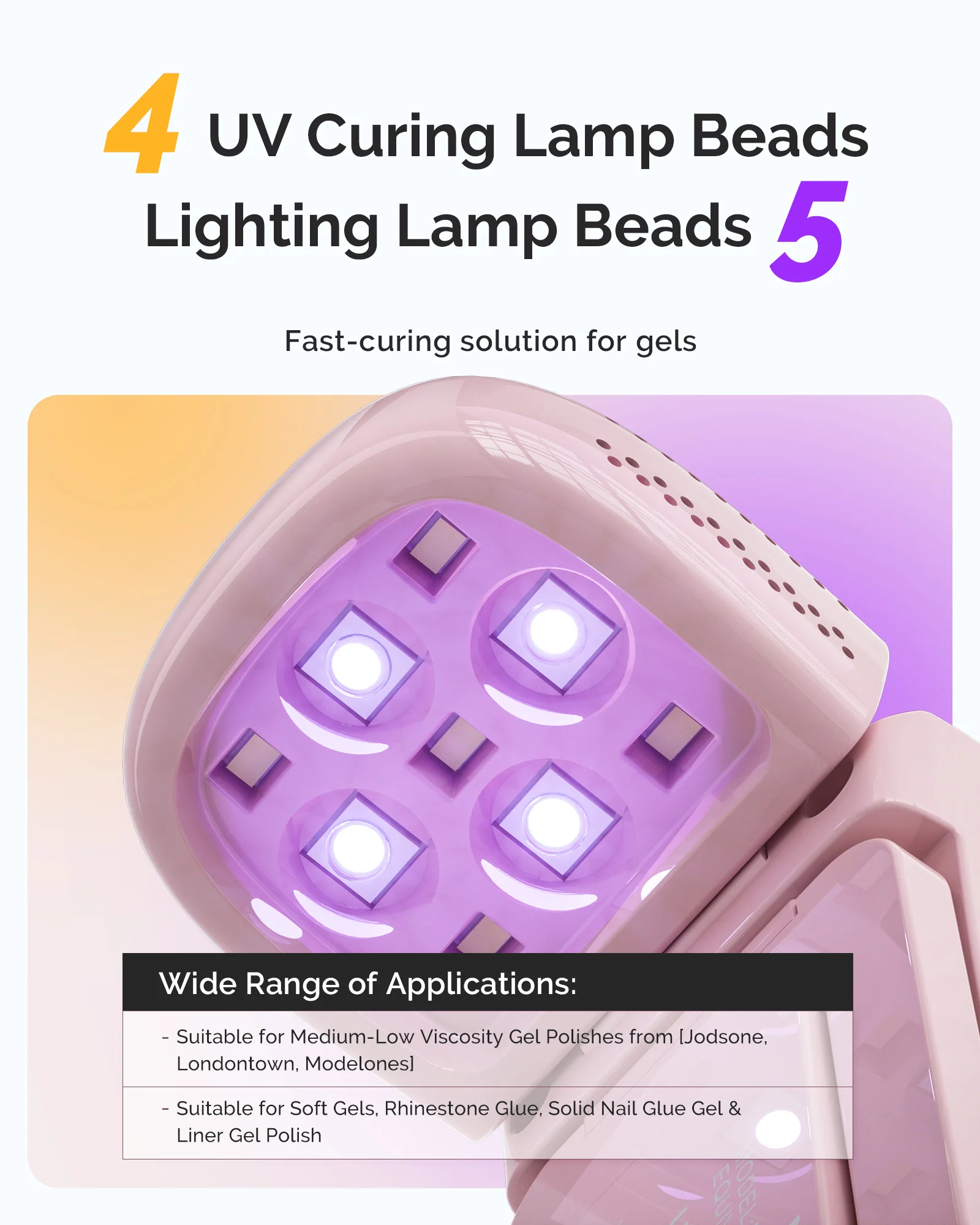 P-ART09F Foldable & Standable 2-in-1 Design LED/UV Nail Lamp - Pink