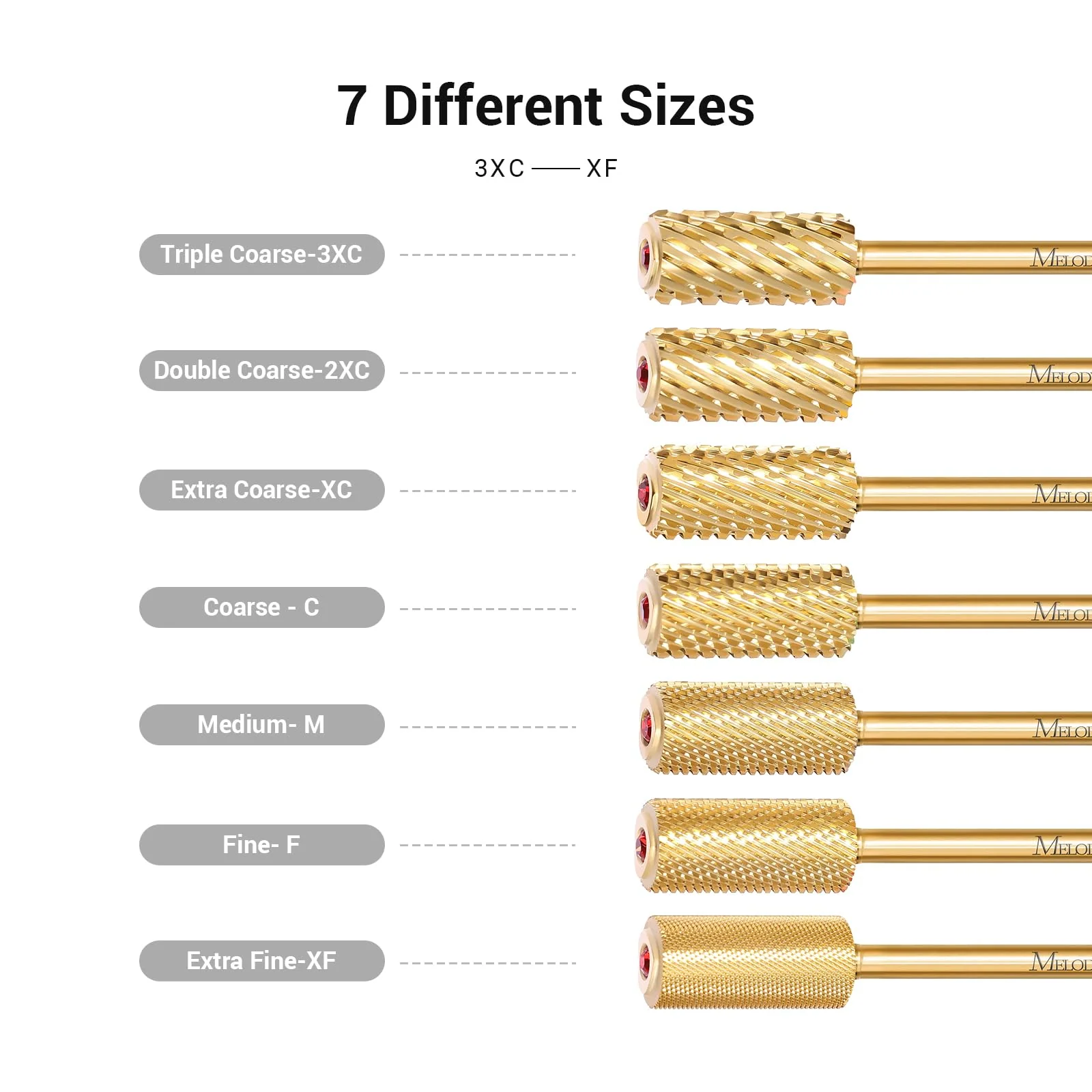 Crystal Top Red Heart Shape Large Barrel Carbide Nail Drill Bit in Gold