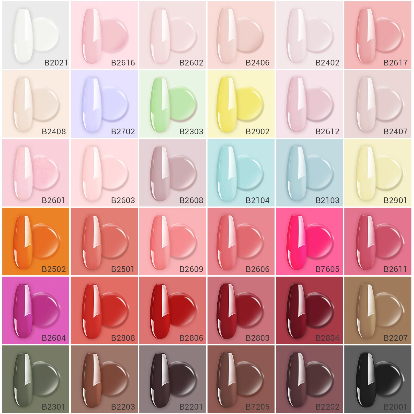 Plant-Based HEMA-Free TPO-Free Gel Nail Polish 36 Colors Full Set