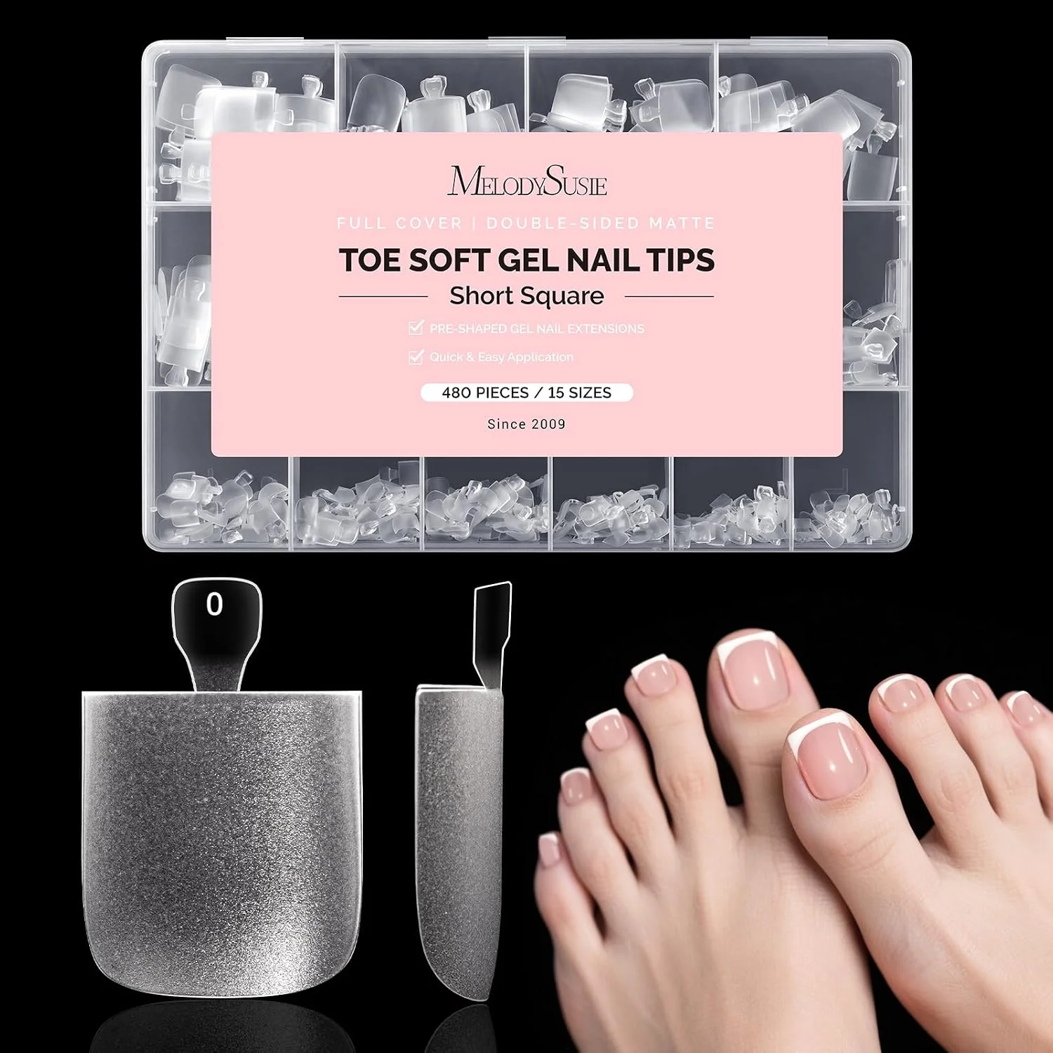 Acrylic Full Cover Toe Nail Tips with 70-Grit Half Matte Surface